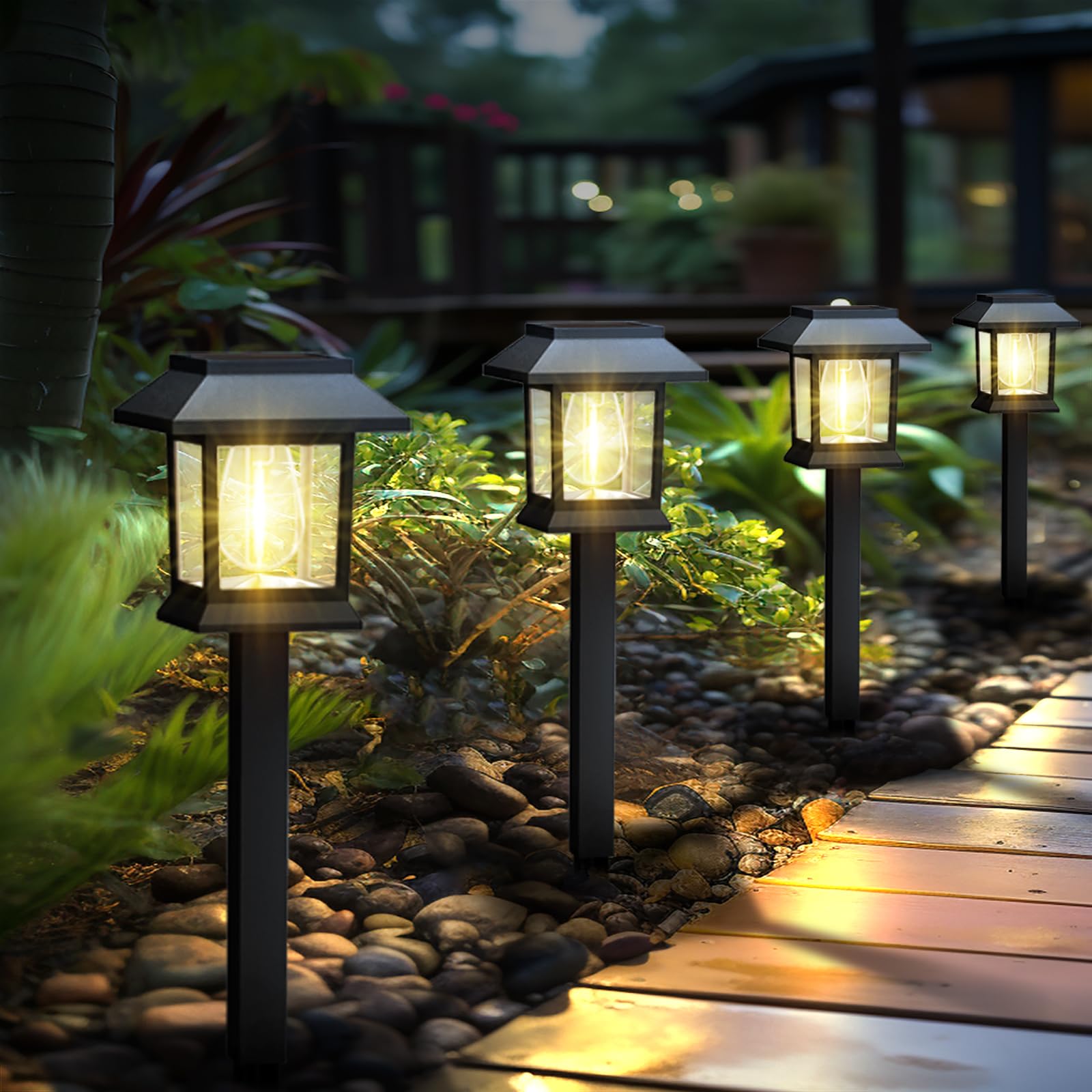 Greluna Solar Pathway Lights, 6 Pack, Waterproof, Warm White, Model DCGD003