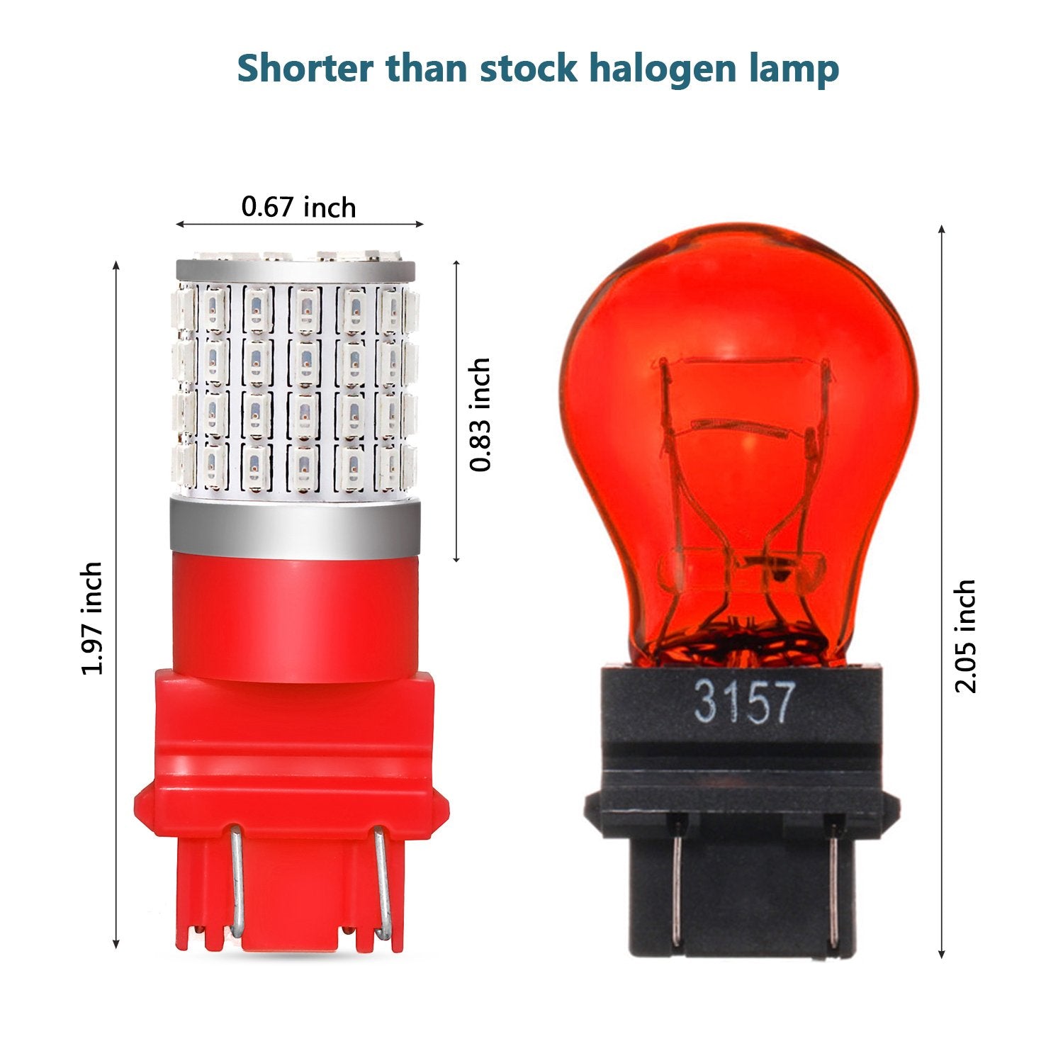 Phinlion 3157 Red Led Light Bulb Super Bright 72-Smd 3056 3156 3057 4057 4157 Led Bulbs For Car Truck Tail Brake Stop Turn Signal Blinker Side Marker Lights