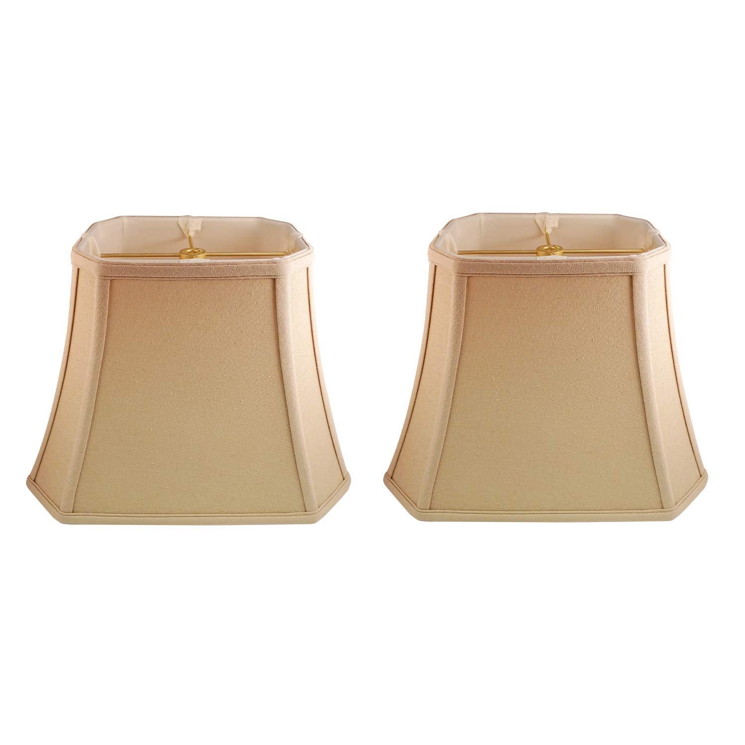 Royal Designs Rectangle Cut Corner Lamp Shade Set of 2, BSO-710-12LNBG-2, Linen Beige, (5 x 6.5) x (8 x 12)