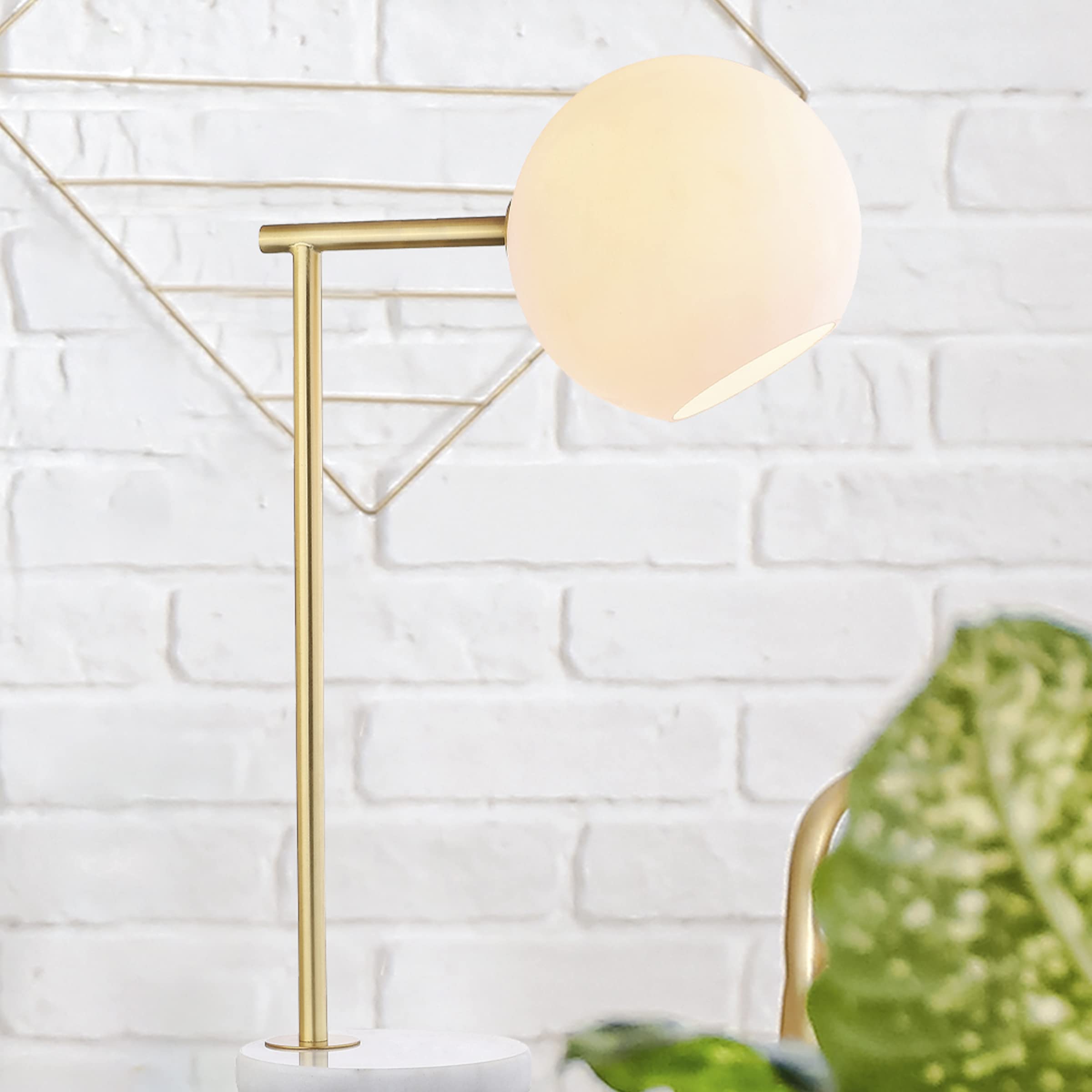 JONATHAN Y Charles 20.5in Metal/Marble LED Table Lamp, Gold/White, Model JYL1000A, Contemporary Design for Bedroom, Living Room, Office