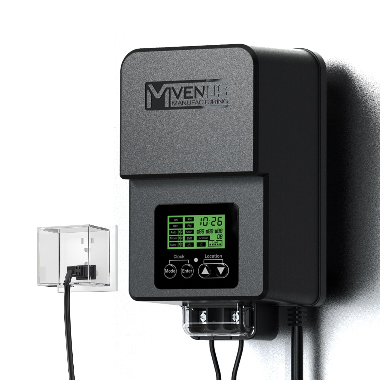 VENUS MANUFACTURING 200W Outdoor Low Voltage Transformer with Timer & Photo Sensor, 120V AC to 12V-15V AC, Black-Grey