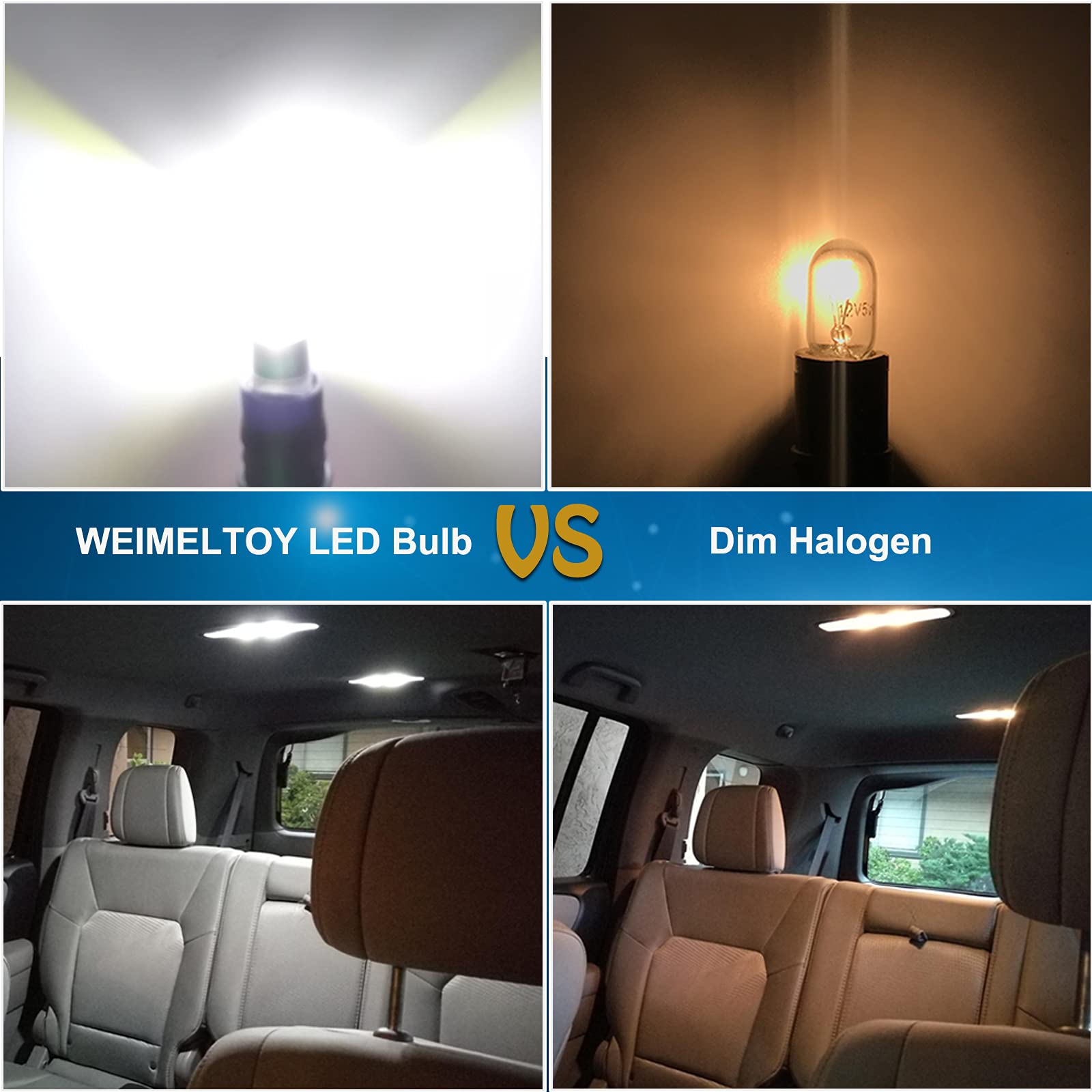 WEIMELTOY 194 Led Car Bulb 3030 Chipset T10 168 W5W 1.5W 12V White (12pcs)