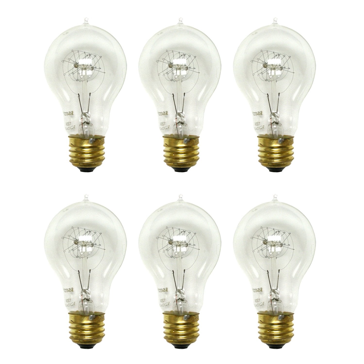 Satco S2411 Vintage Incandescent Bulb, 25W, A19, E26 Base, Warm White 2700K, Indoor Use, 6 Pack