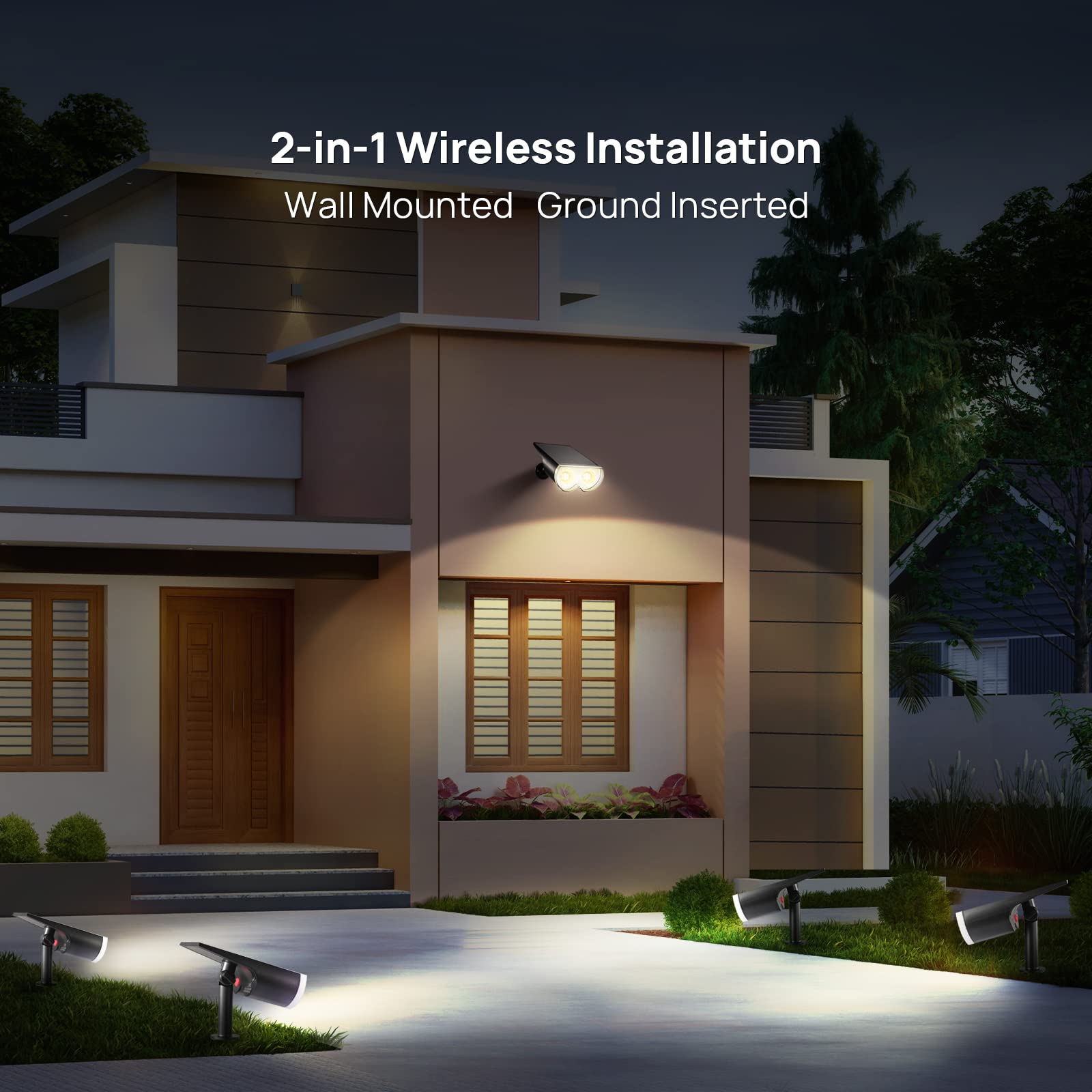 Consciot Solar Spot Lights Outdoor, 16 Leds Ip67 Waterproof Solar Outdoor Lights, Auto On/Off Solar Landscape Spotlights, 2-In-1