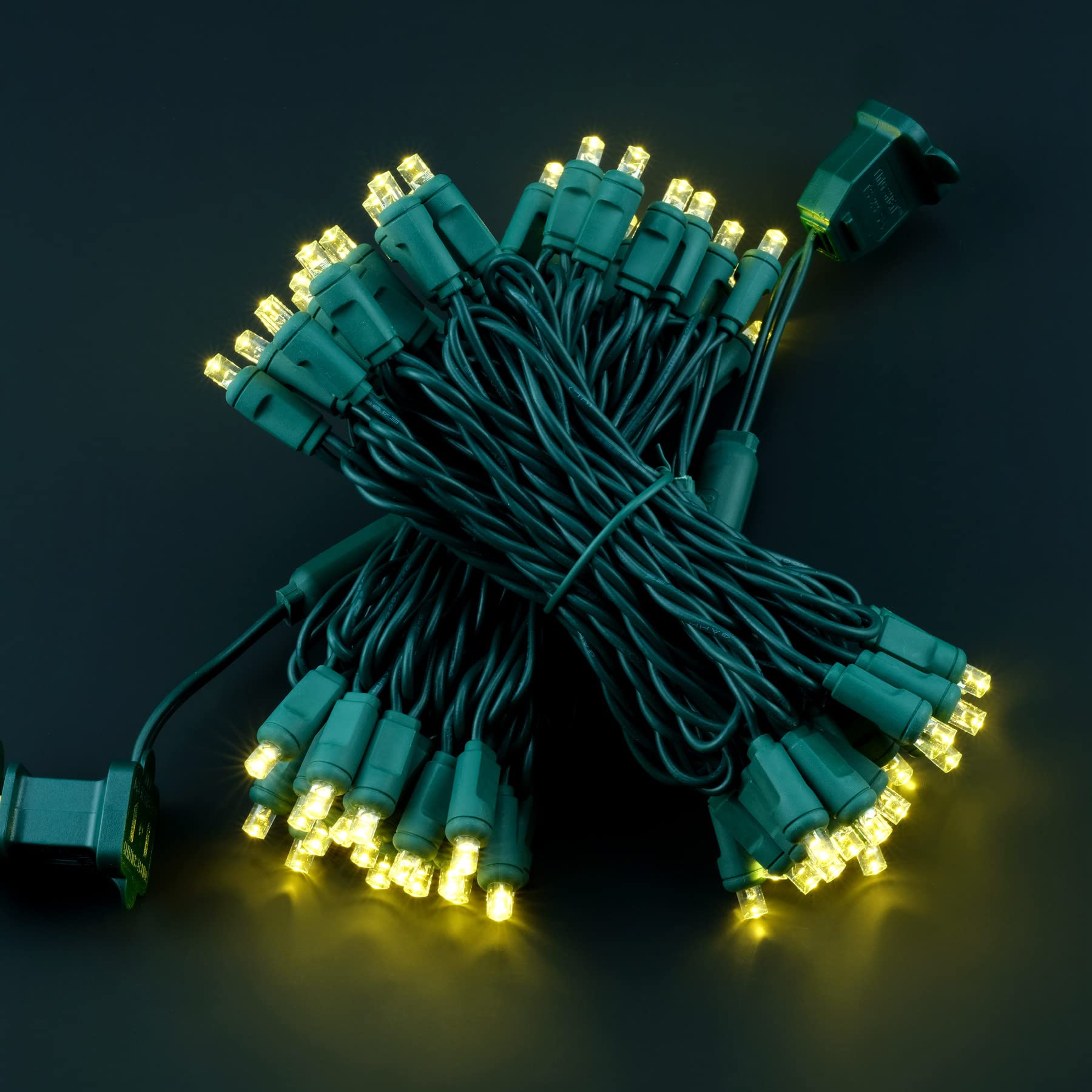 Yuletime Warm White 5Mm Led Christmas Lights, 33 Ft 100 Count 4'' Spacing One-Piece High Waterproof Wide Angle Ul Certified Stri