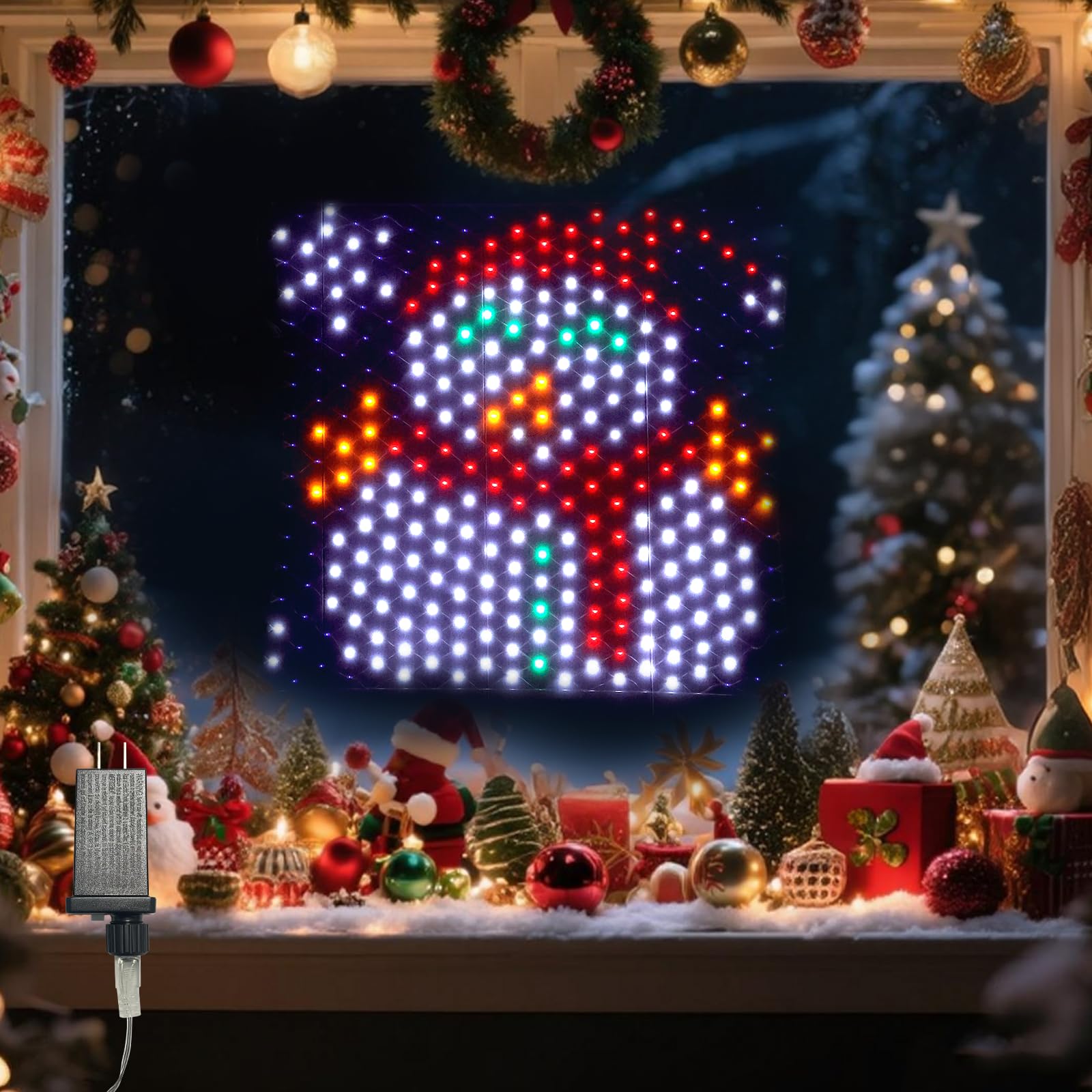 Leisure World Led Snowman Window Silhouette Lights Usb Operated Led Net Outdoor Mesh Lights With Timer  8 Modes For Indoor Outdoor Holiday Xmas Party Decor