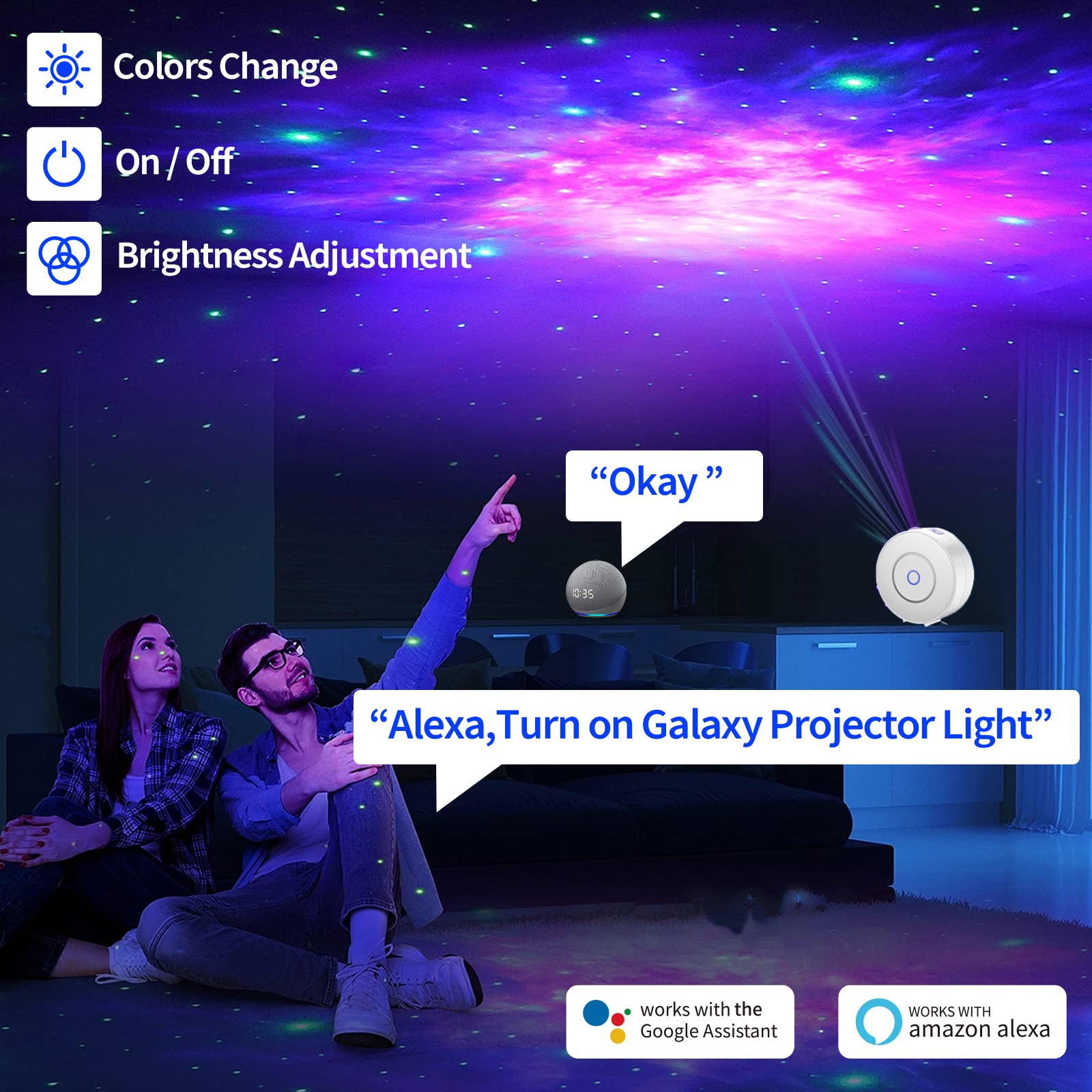 Smart Galaxy Projector With Nebula Cloud/Moving Ocean Wave, Wifi Star Projector For Room Decor, Home Theater Night Light Project