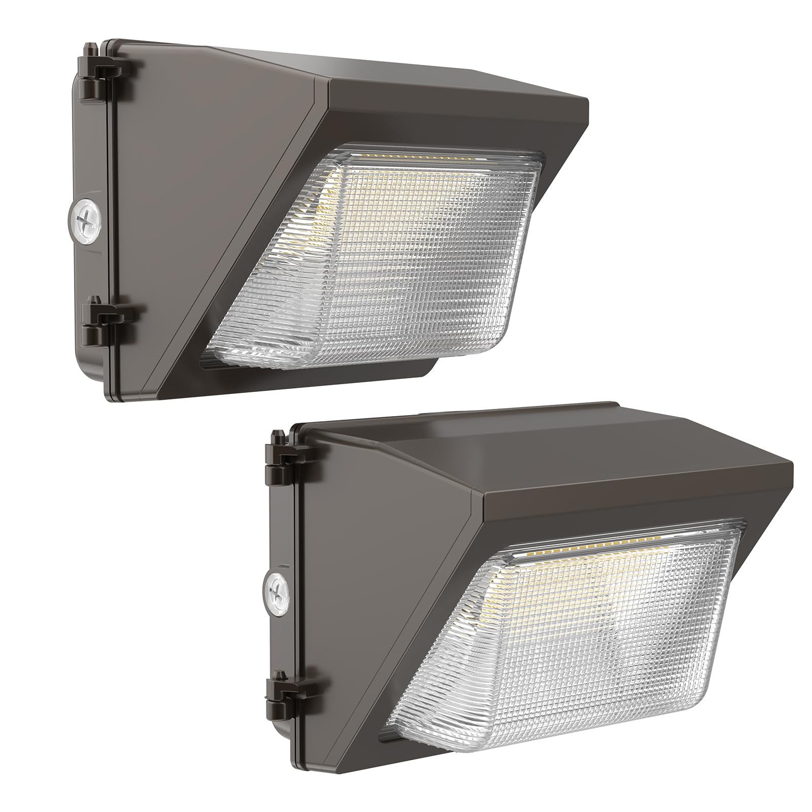 HYPERLITE LED Wall Pack Light 50W, 2-Pack, Dusk-to-Dawn Photocell, Glass Lens, Bronze, Model WP-OV-50W-2P