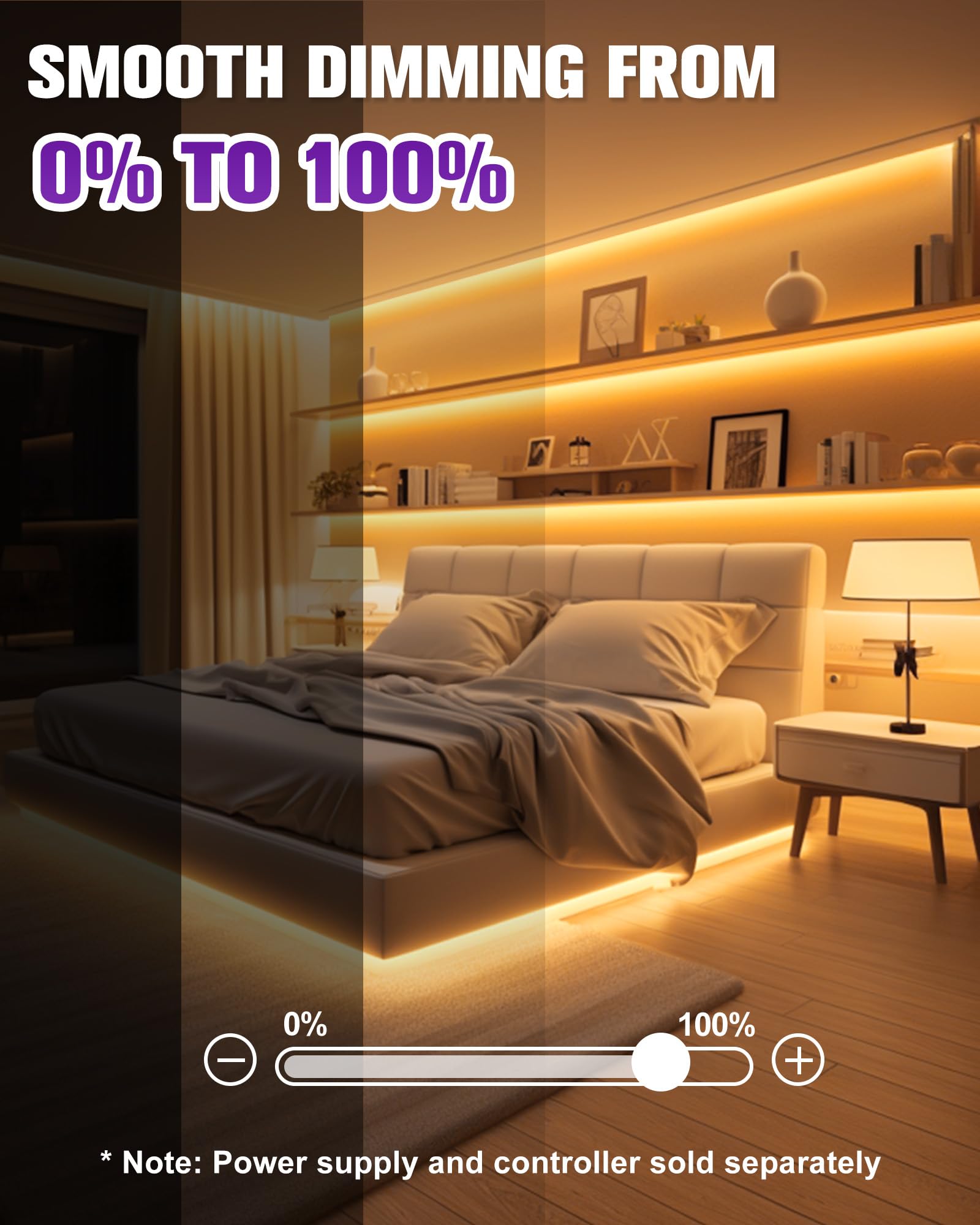 Hitlights Cob Led Strip Lights Warm White 2700K  16.4Ft enhanced 12V Tape Light High Density  2400 Leds  305+ Lm/Ft  Cri 90+  Ip30  Lighting For Kitchen  Cabinets  Ul Listed (Power Source Not Included)