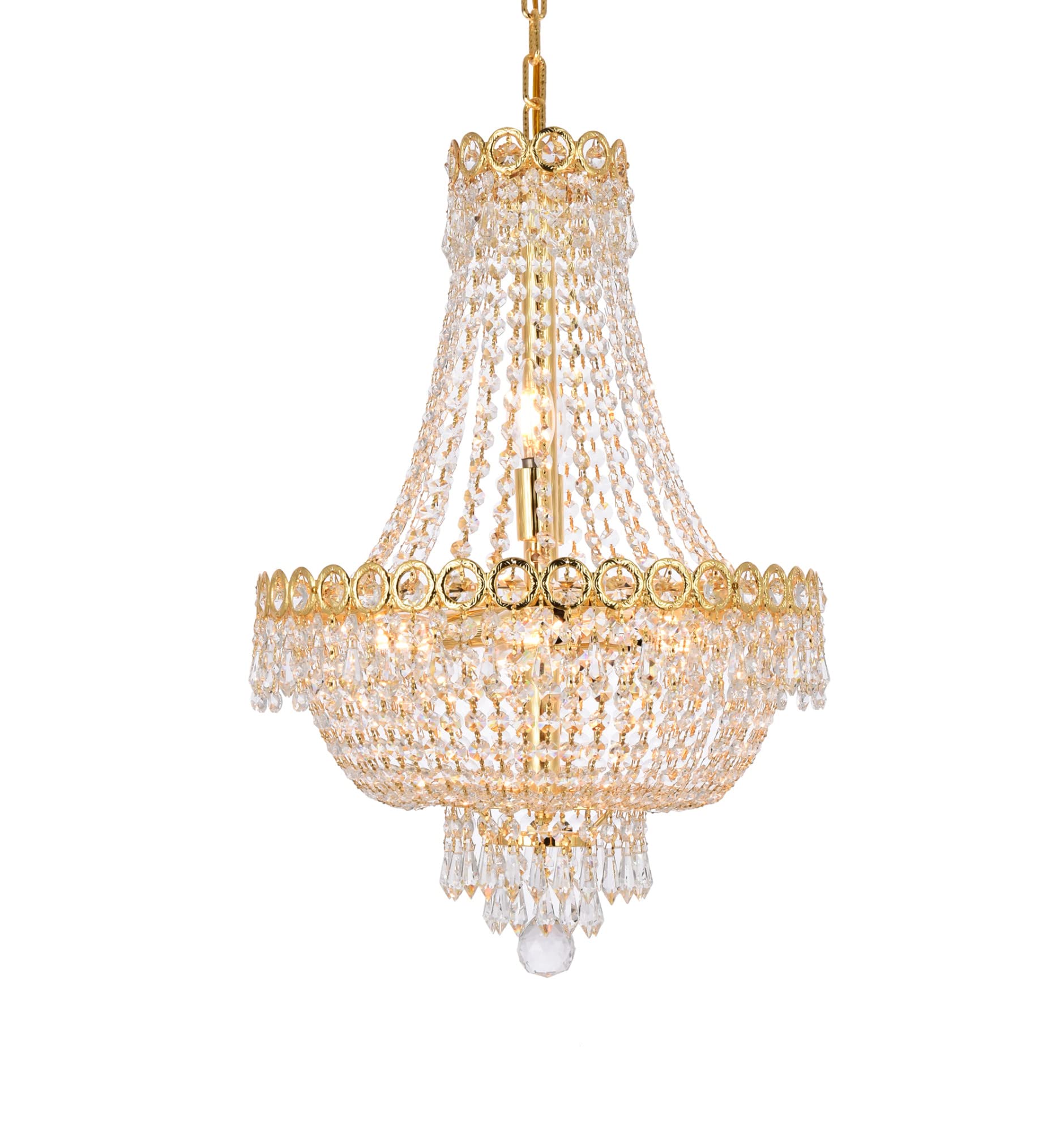 Elegant Lighting 8-Light Crystal Chandelier, Gold Finish, 16in x 20in, Model 1900D16G/RC