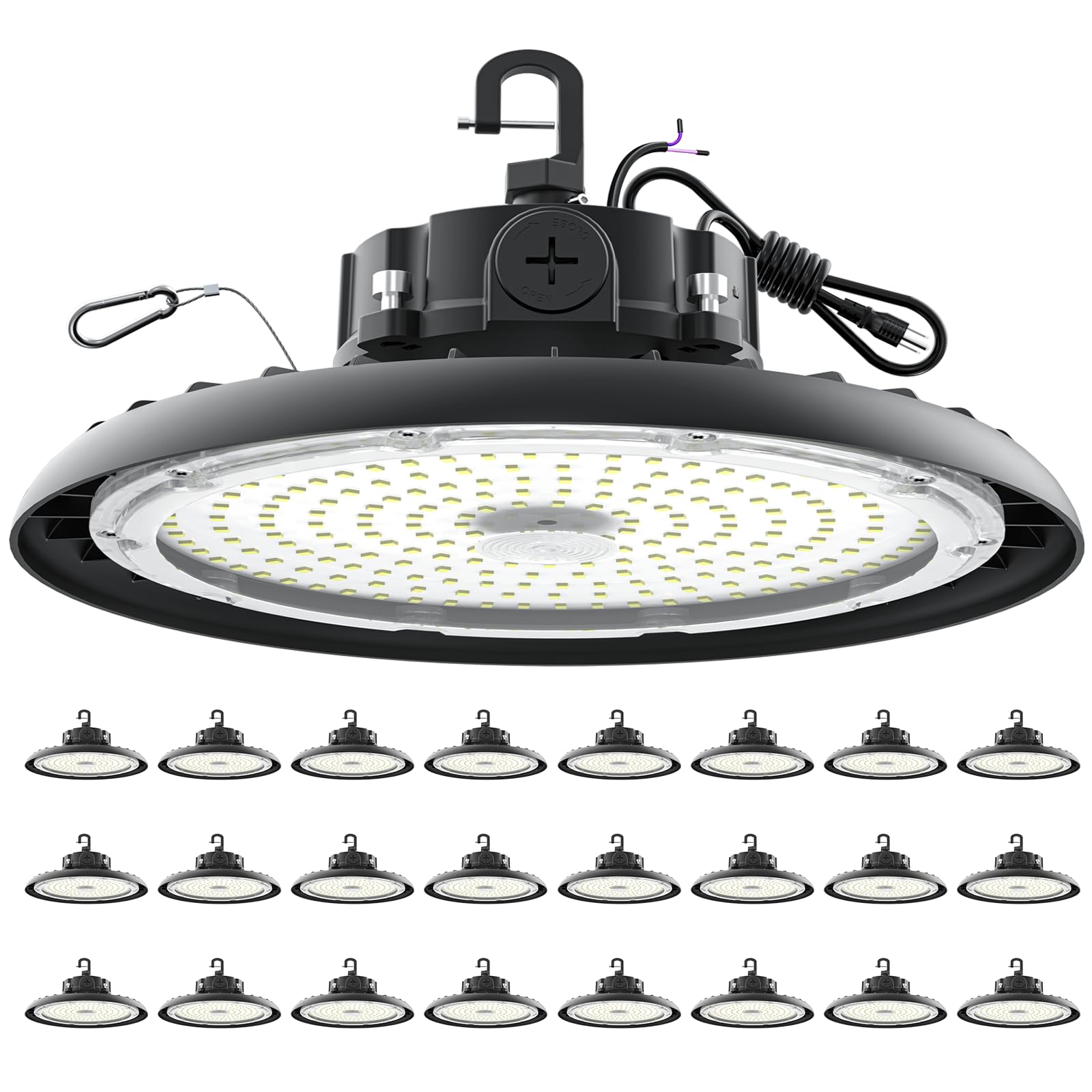 Led High Bay Lights 180W Ufo Shop Lights 32400 Lm 6000K Ip65 Commercial Bay Lighting Fixture 5Ft Cable Plug & Play For Warehouse Factory Garage Workshop Barn 24 Pack