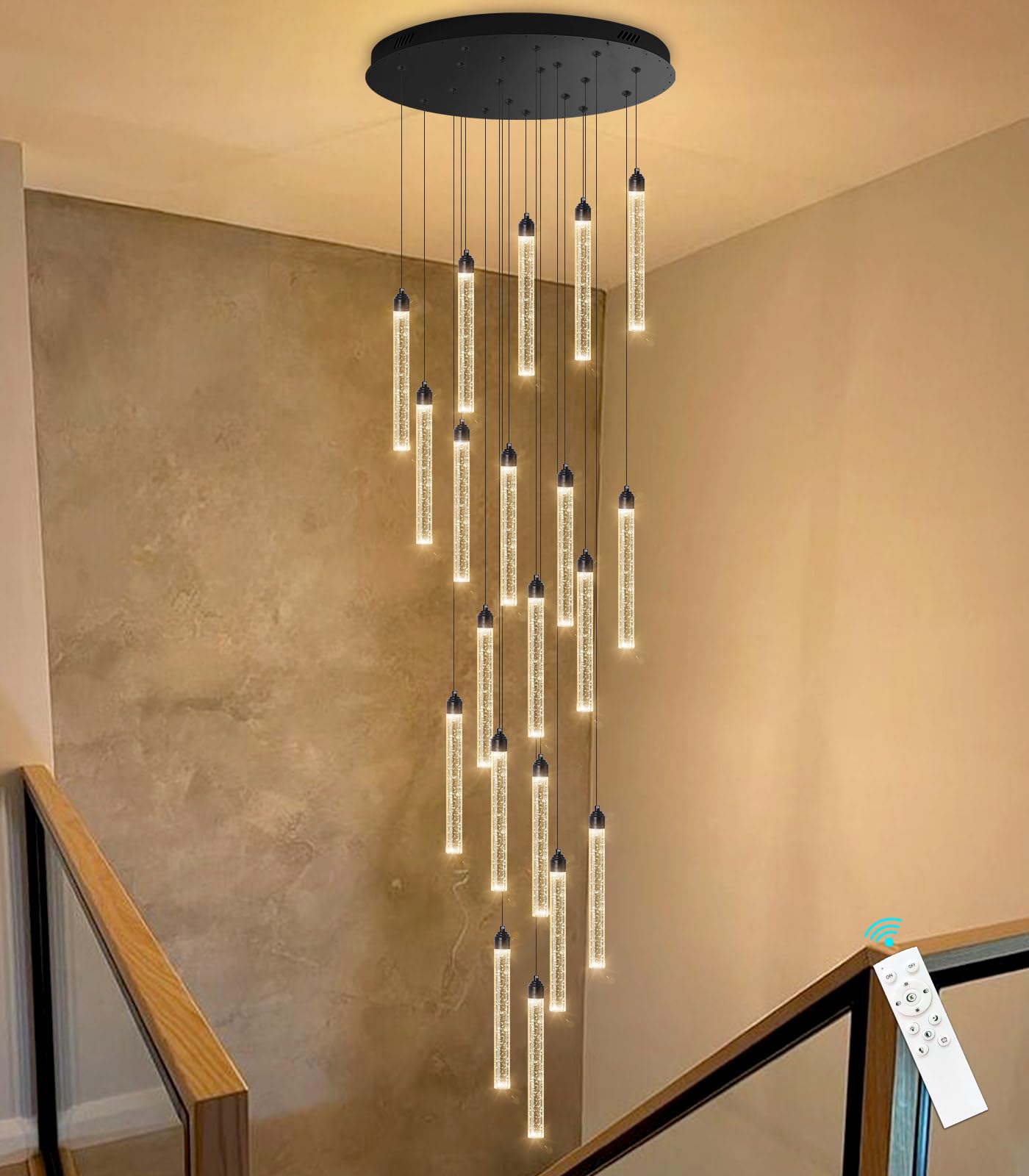 20-Lights Chandelier LED Dimmable Chandeliers for Entryway Flush Mount Ceiling Pendant Light Fixture Crystal Chandeliers for Liv