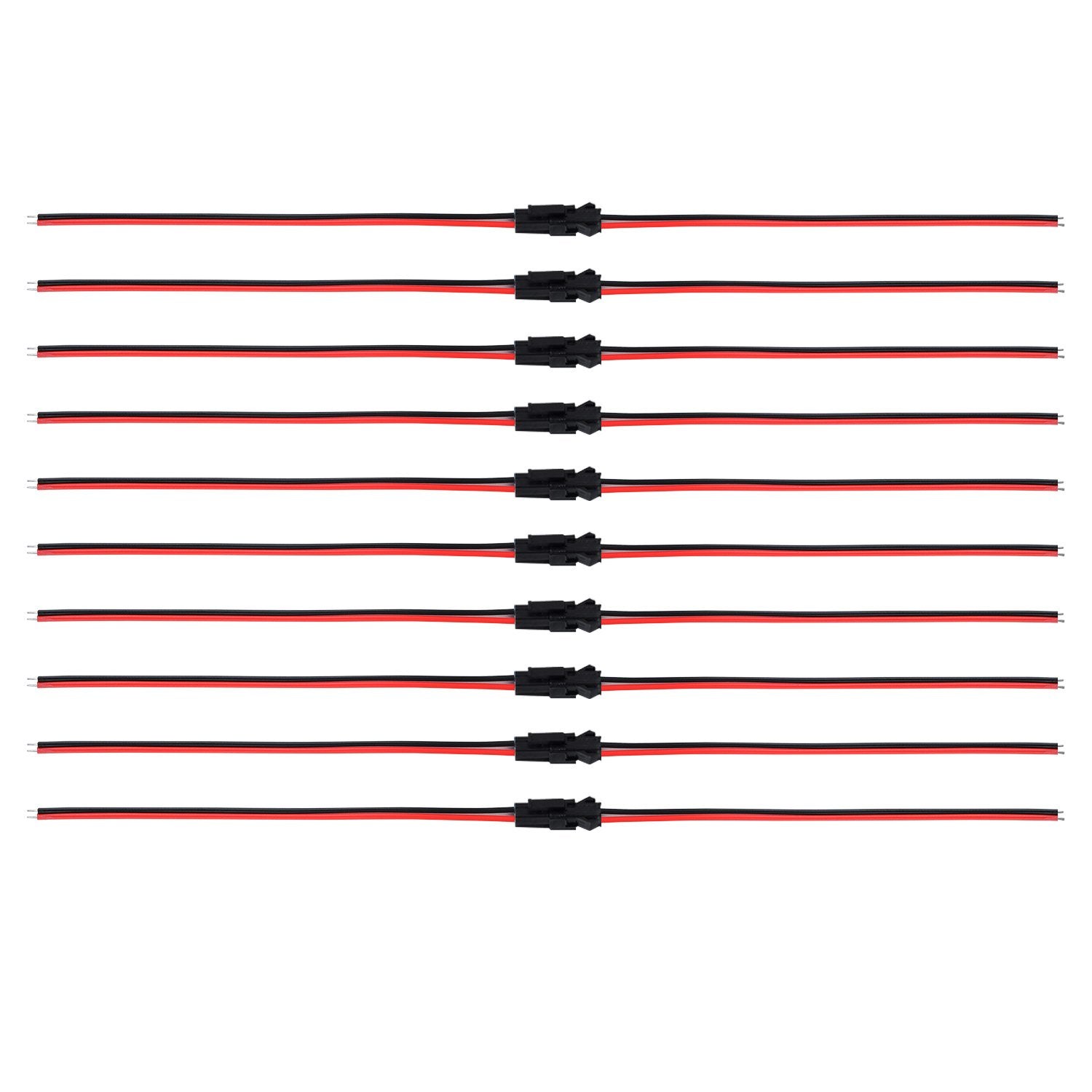 Mudder 22 AWG JST SM 2 Pin Connector Adapter with 135mm Cable Wire for LED Light, Red and Black, 20 Pairs