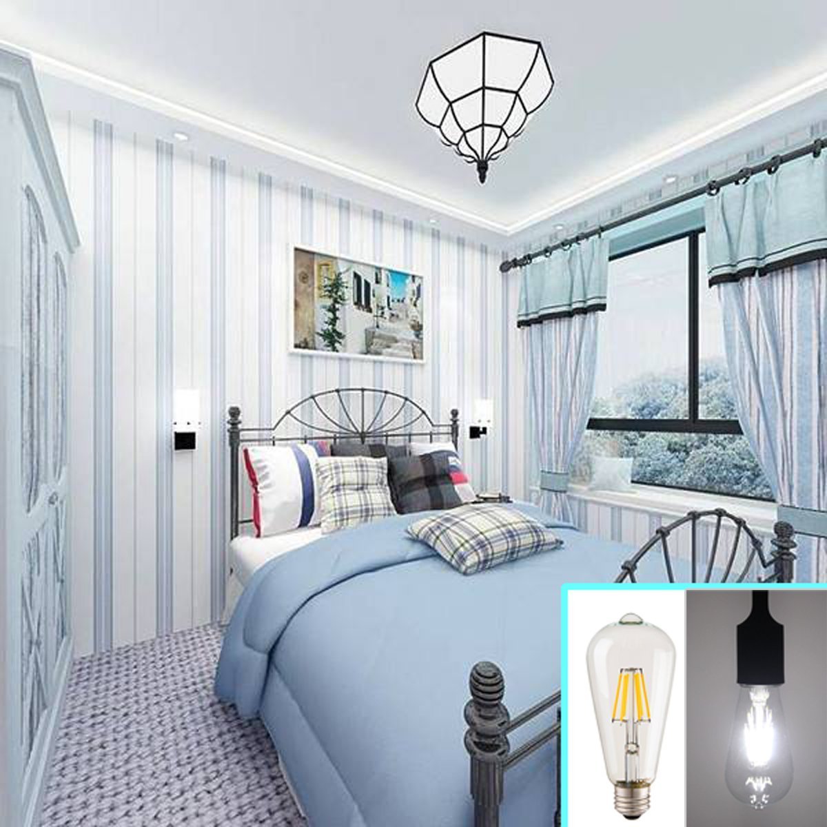 Notoc Led Edison Bulb 4W,Antique 40W Vintage Edison Bulb,E26 Light Bulb Non Dimmable Led Bulb 450 Lumens 5500K Cold White,Pack O