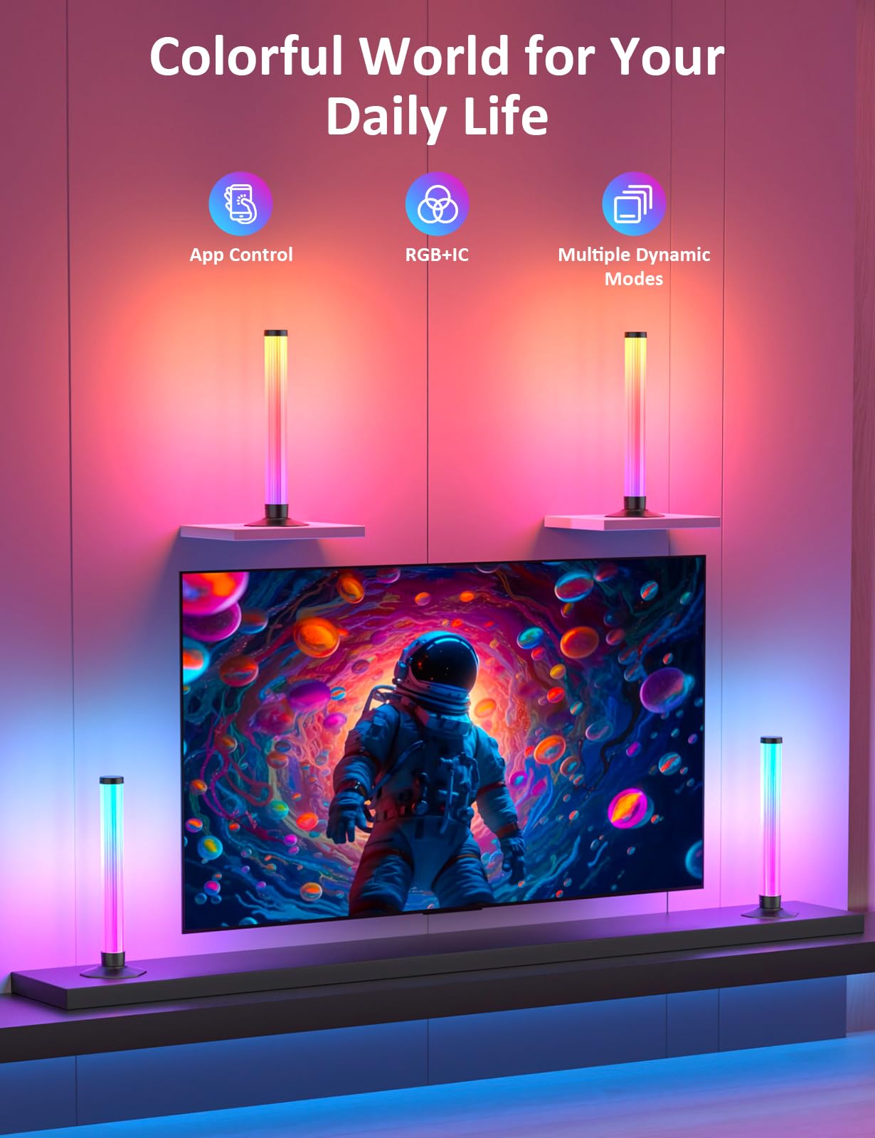 Eastfine RGB Light Bar, USB Powered, Music Sync, Remote Control, Model DX24016-33, 360 Degree Ambient Lighting for TV and Desk