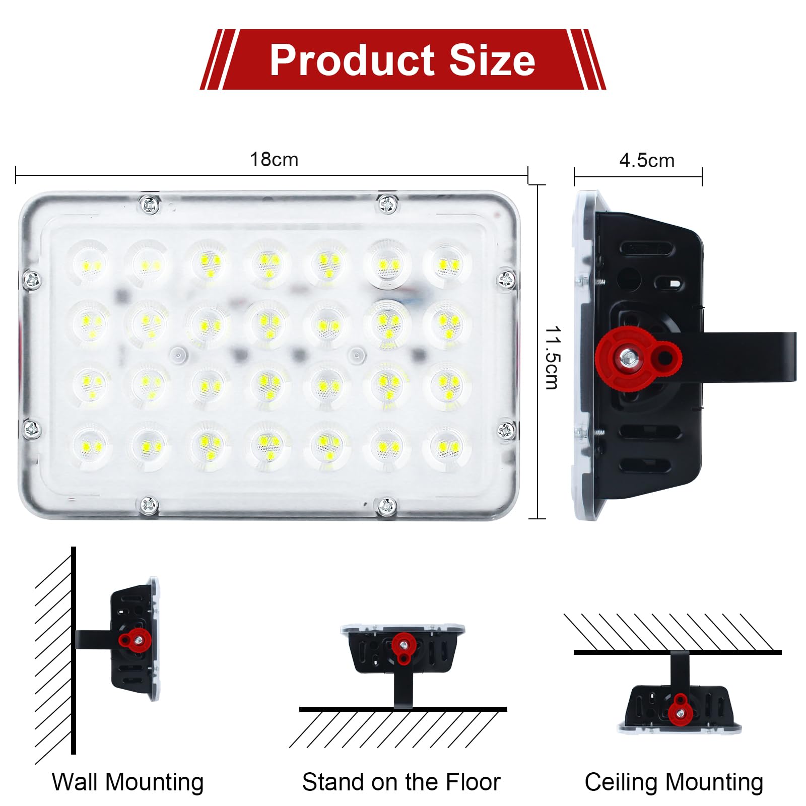Indmird 2 Pack 50W Led Outdoor Flood Lights, Black, Plug-In For Yard, Garden, Stadium