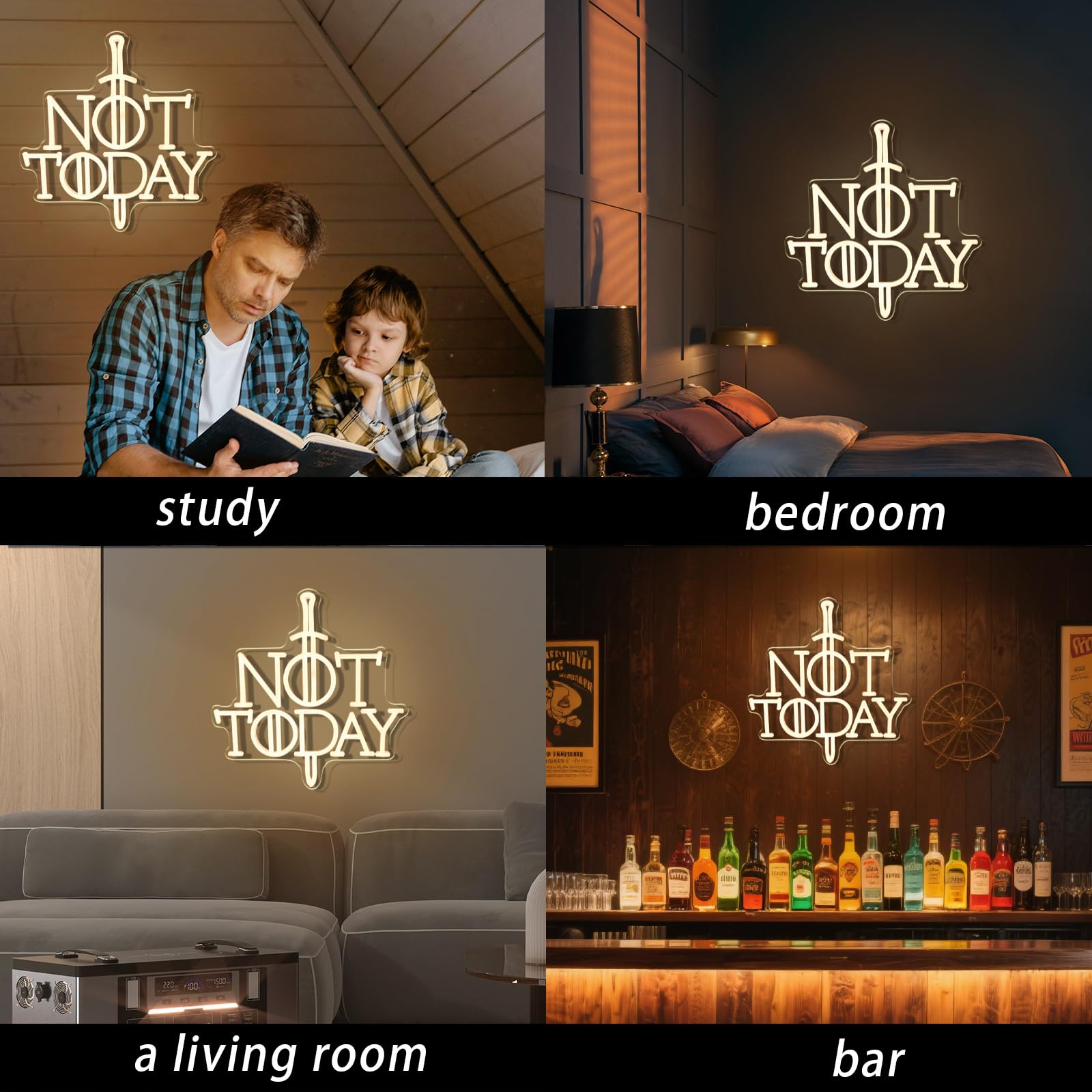 Not Today Neon Sign Sword Neon Light For Wall Decor Anime Game Led Sign Kids Gift Bedroom Party Dorm For Man Cave Living Room Christmas Party