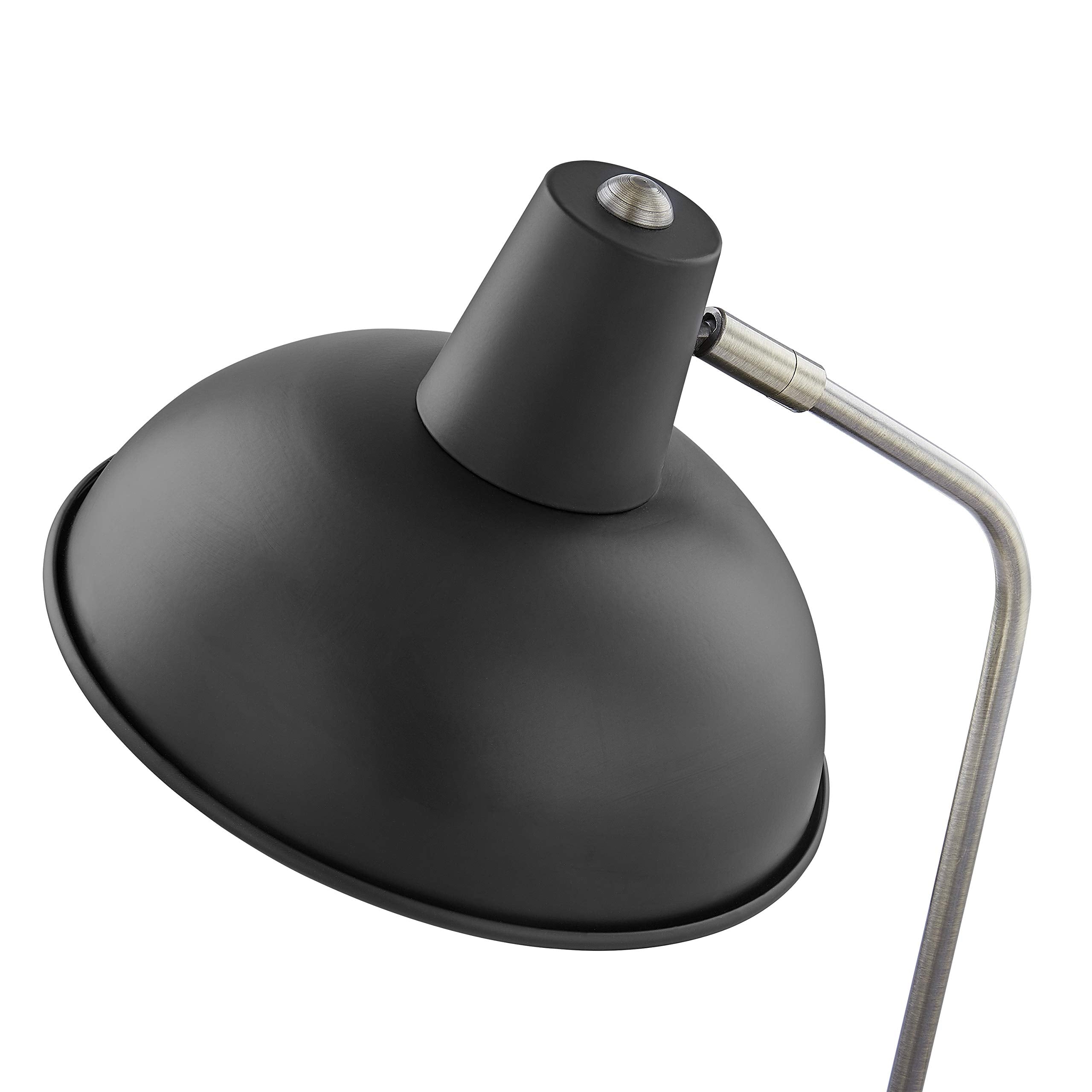 Light Society LS-T261-BK Retro Black Desk Lamp with Antique Brass Details, Mid Century Modern Design