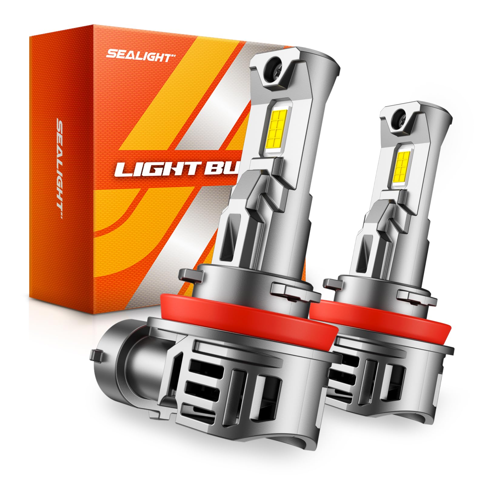 SEALIGHT H11 LED Bulbs, 6500K White Light, 30000LM Brightness, H11/H8/H9 Size, S1-PRO Model, Pack of 2