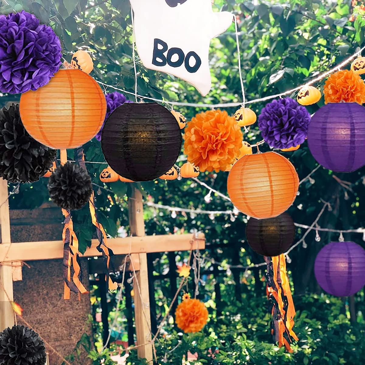 Paper Lanterns Decorative, 15Pcs Halloween Paper Lanterns for Halloween Party Decor, Indoor & Outdoor Spooky Home Decor