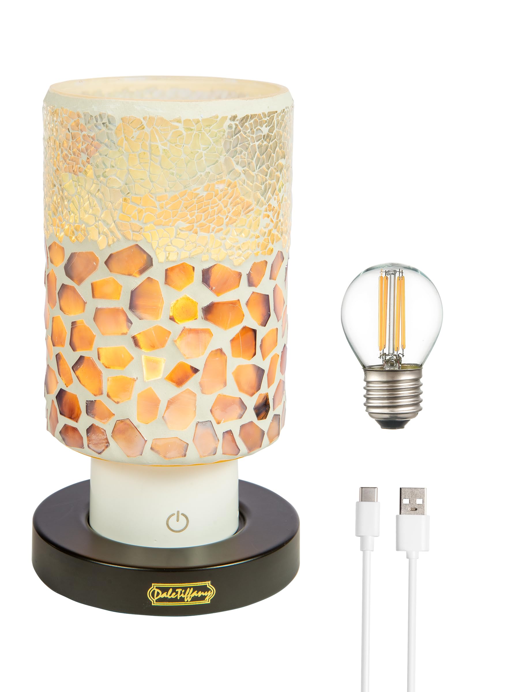 Dale Tiffany TAR24125 Alps Purple Uplight Mosaic Accent Lamp with Rechargeable Battery and 3-Level Brightness, Multicolor, 8.5-I