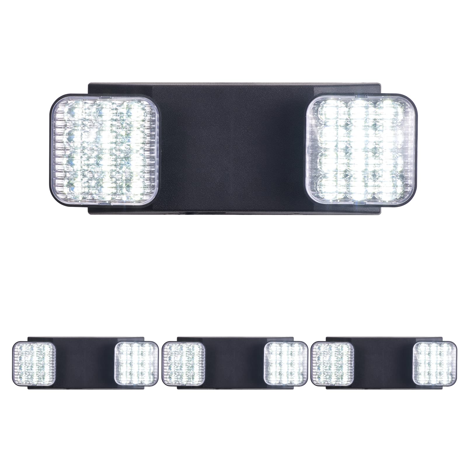 Cm Mzy Black Emergency Lights With Battery Backup Commercial Emergency Light Two Adjustable Led Light Head Emergency Lighting Fixtures 120-277V Ac  Ul Certified  4 Pack