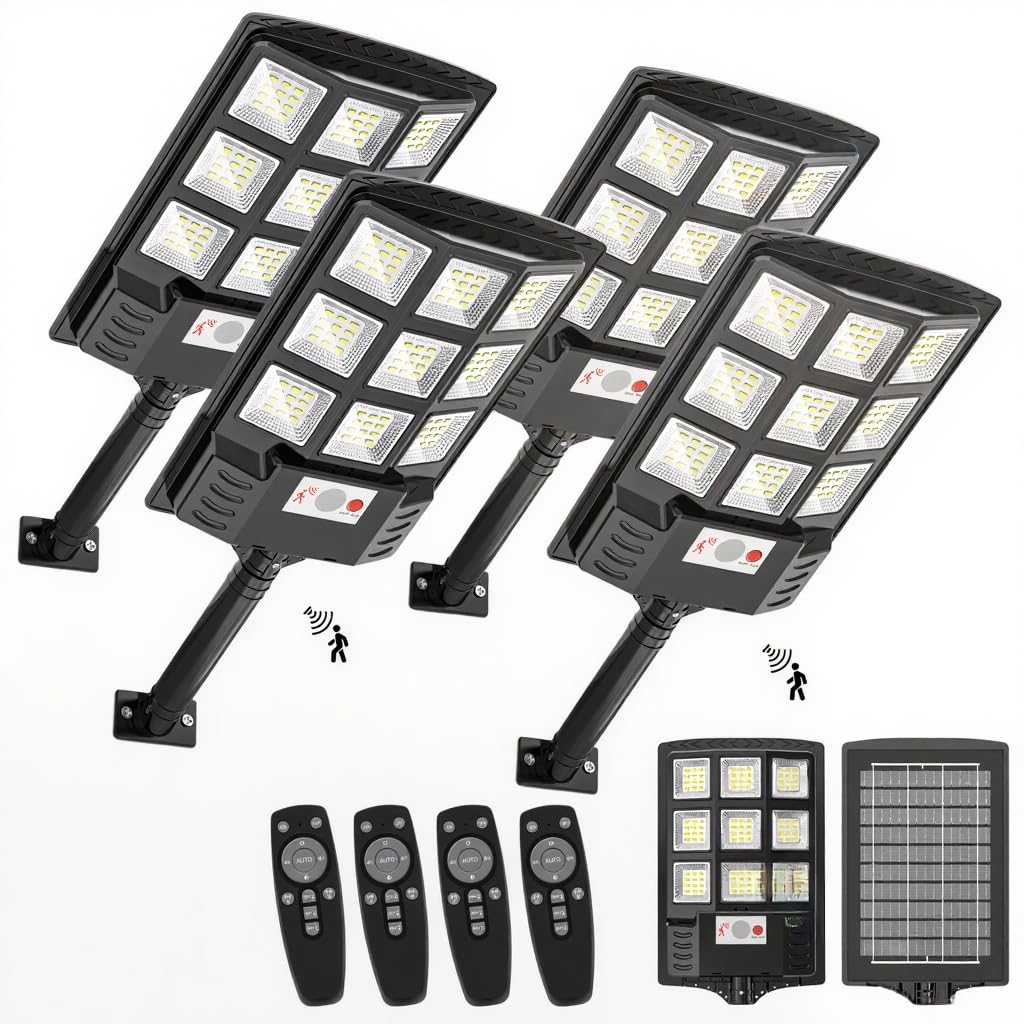 Sunwish Solar Street Light Outdoor, 6500K 5730LEDs Dusk to Dawn Solar Street Lights with Motion Sensor Remote Control, IP66 Wate