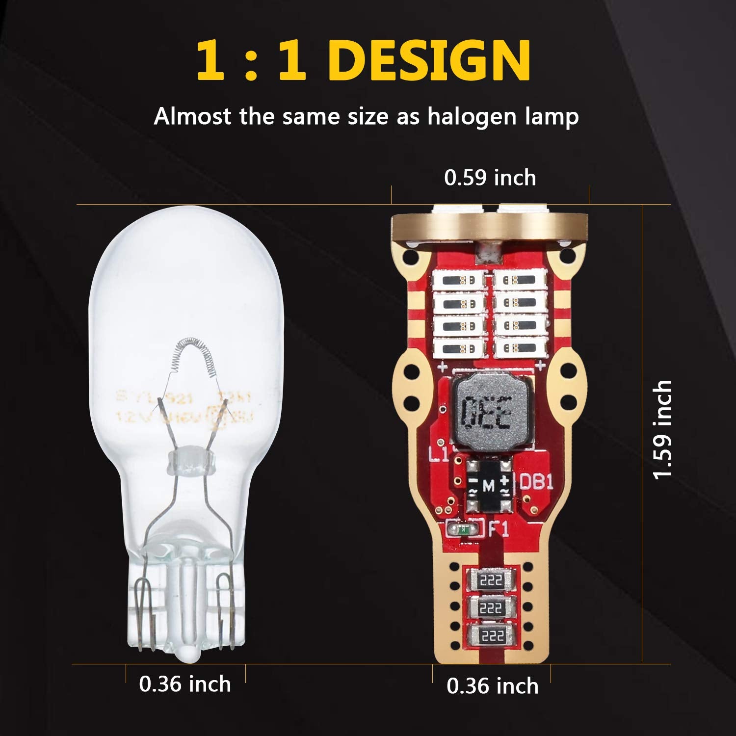 Phinlion 912 921 906 Red Center High Mount Stop Light Led Bulbs Super Bright 4014 24-Smd Chipsets Wedge T15 904 922 Replacement