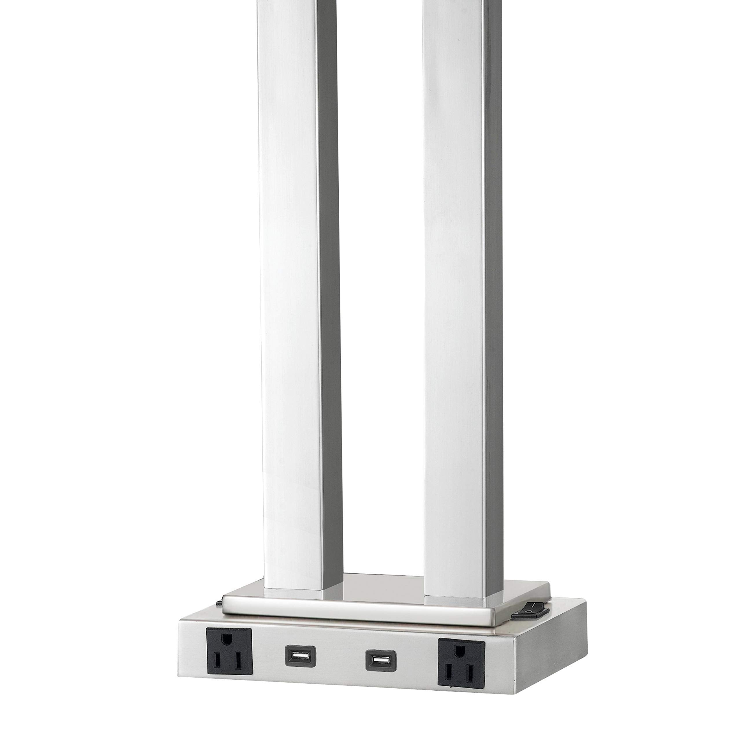 Benzara 60W x 2 Desk Lamp with Trapezoid Shade, Metal, Silver and White, Model BM224694