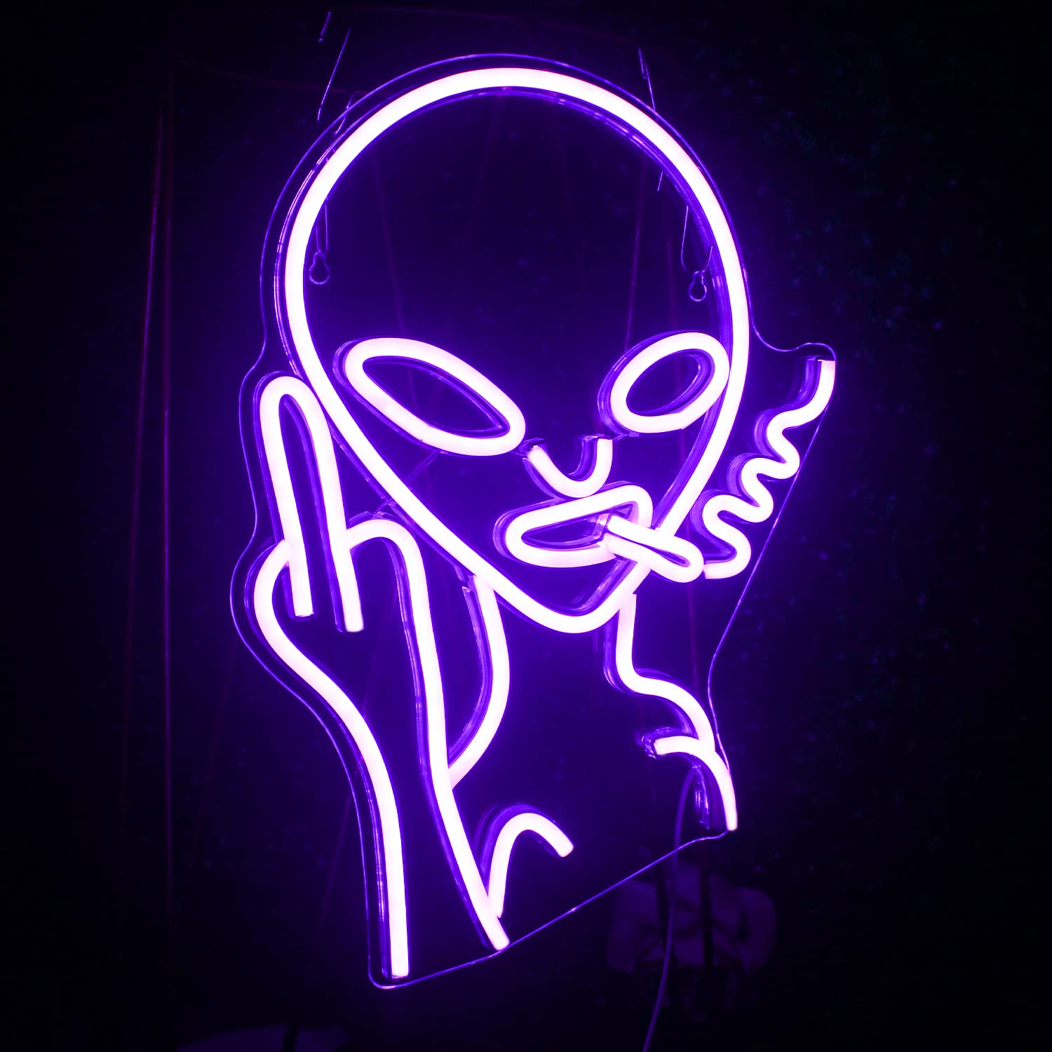 LUCUNSTAR Purple Alien Neon Sign LED Wall Decor for Game Room, Bar, Pub, Bedroom - Acrylic