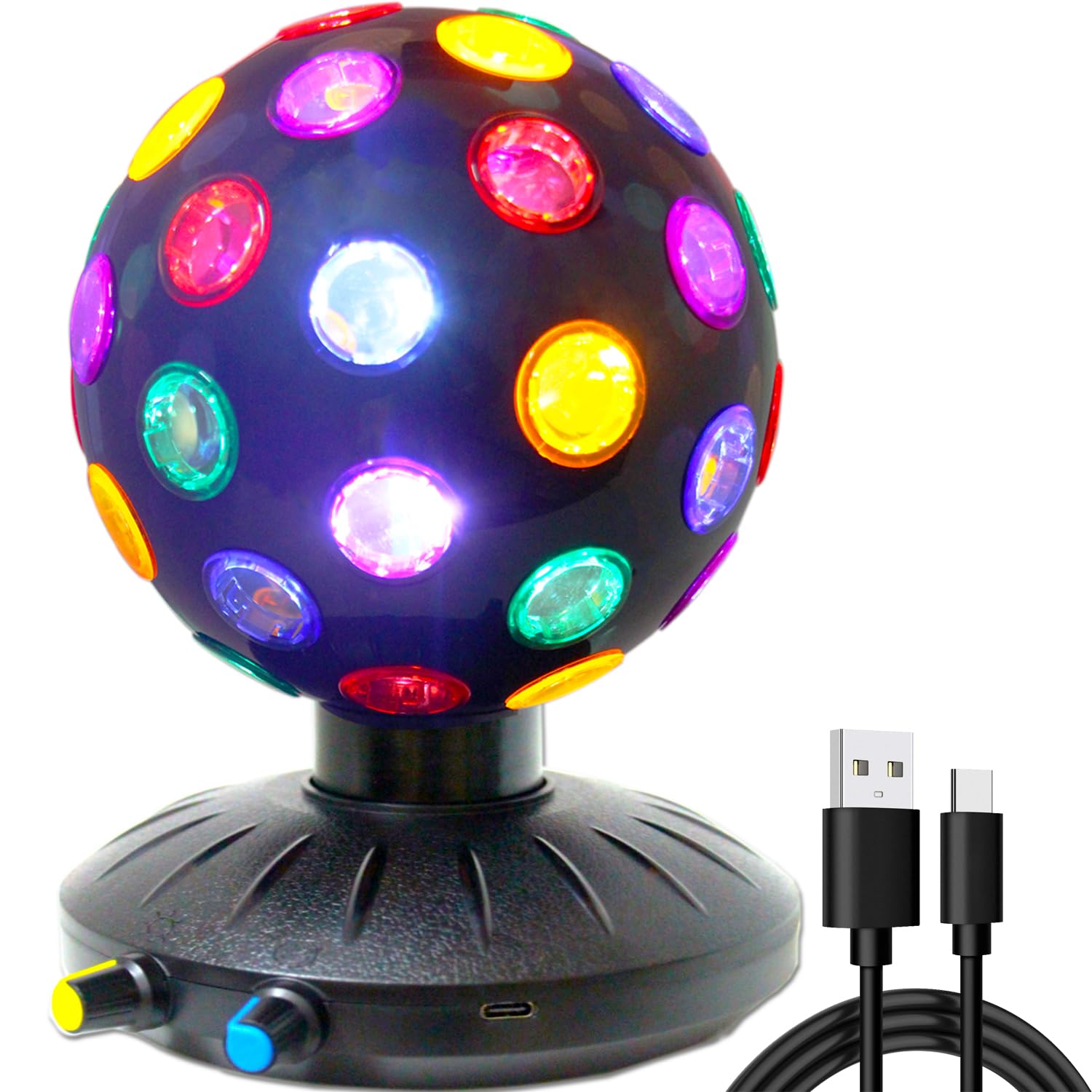 Spinning Disco Ball LED Night Light Projector 360 Rotary Speed/Brightness Adjustable Lamp for Parties, Lighting, Halloween, Chri