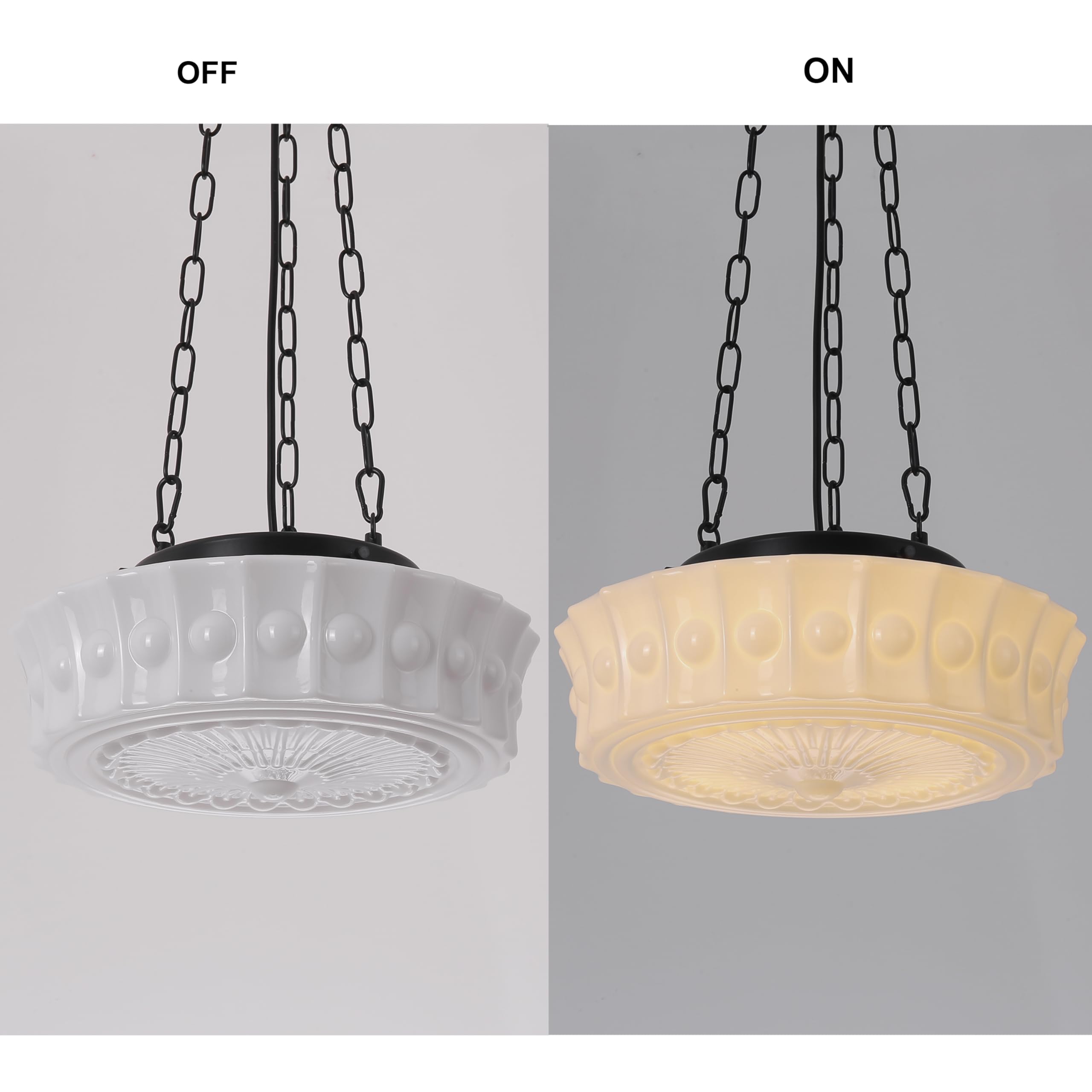 FCTWAKS 14" Mid Century Modern Pendant Light - Brass Gold with Green Glass, Adjustable Height, Model DD-06-Green, Ideal for Dining Room & Kitchen