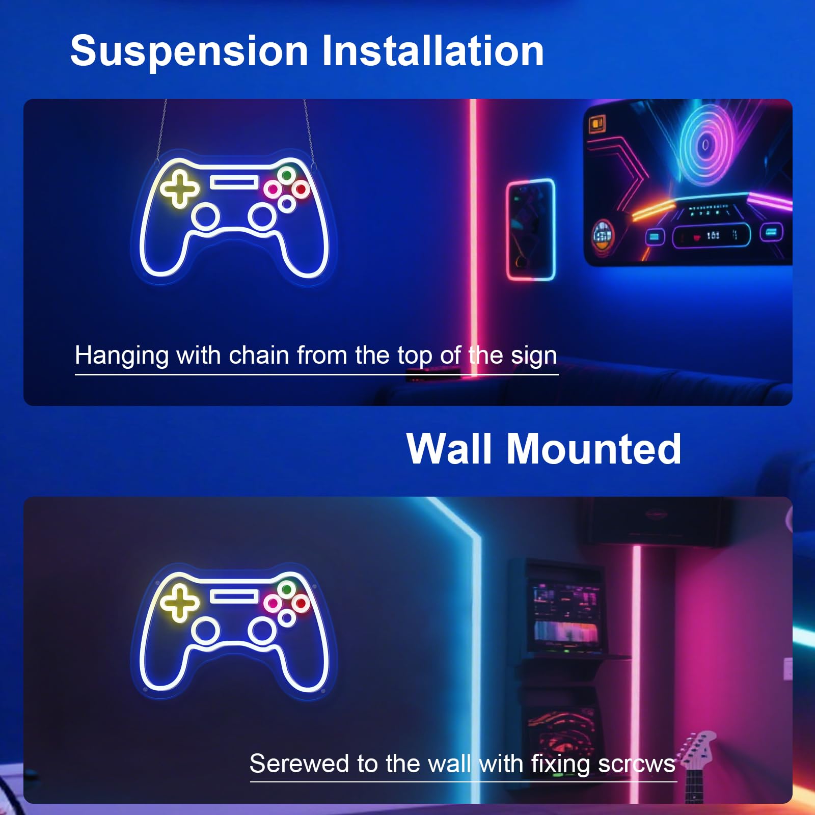 Gamer Neon Sign-Game Led Sign For Teen Boy Gamepad Shaped Signs Light For Gamer Room Bedroom Wall Decor Gifts