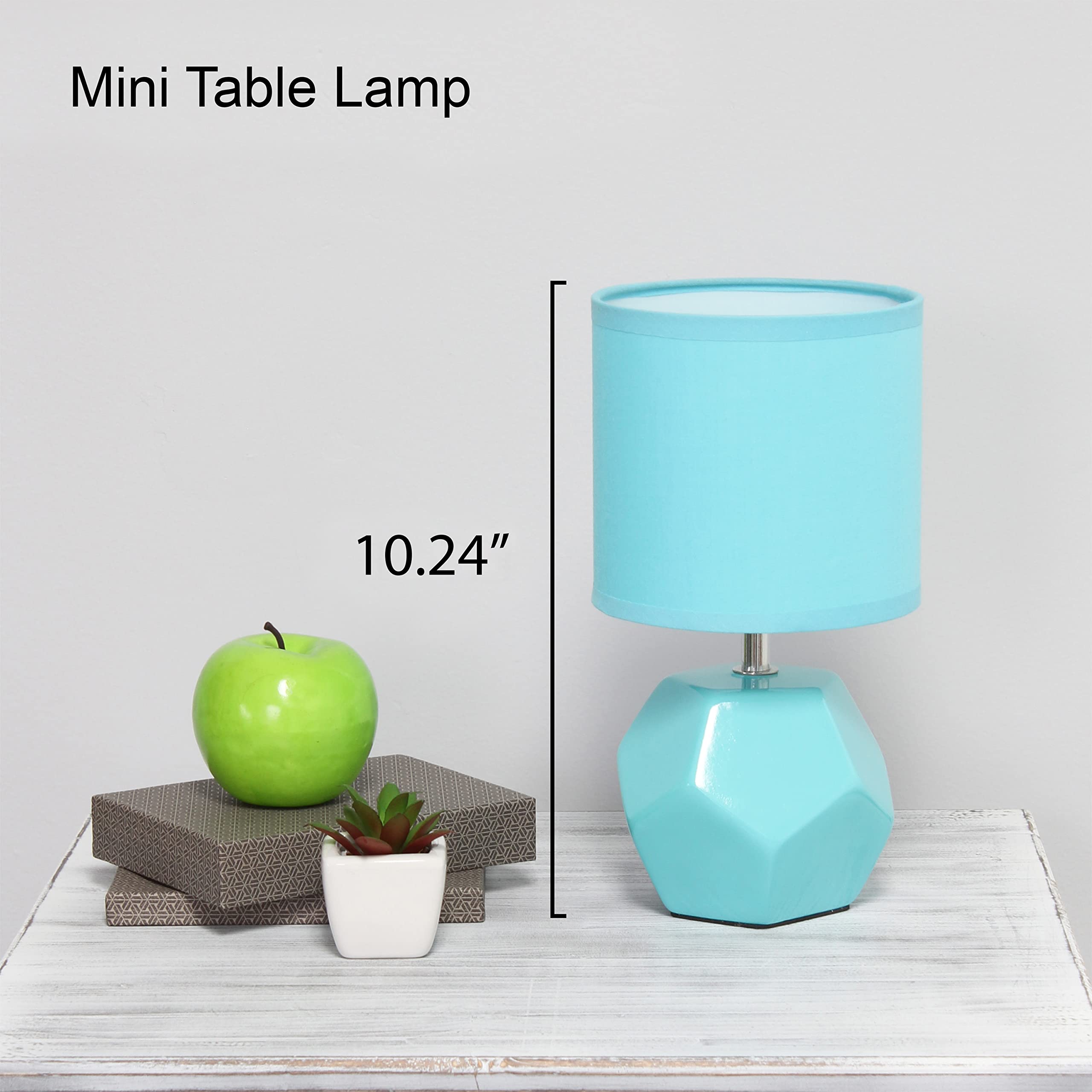 Simple Designs Lt2065-Blu Round Prism Mini Table Lamp With Matching Fabric Shade Blue (Pack Of 24)