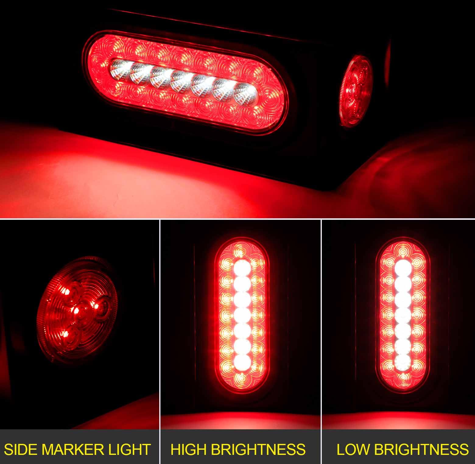 Cyfie Trailer Light Boxes, 2Pcs Steel Waterproof Trailer Tail Lights With 2 Inch Round Side Marker Lights And 6 Inch Oval Led Tr