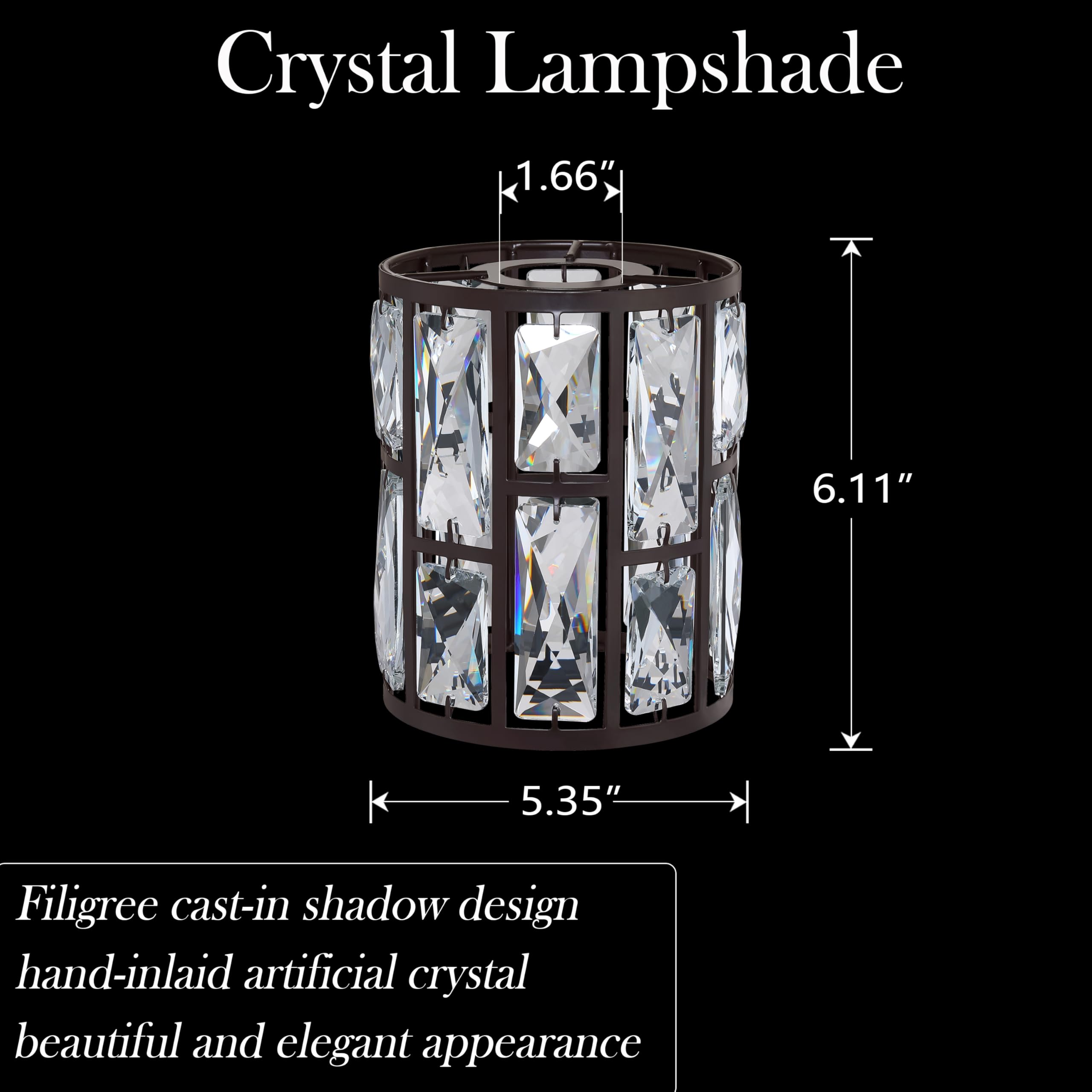 Doraimi Lighting Crystal Metal Pendant Ceiling Chandelier Shade, Oil-Rubbed Bronze, 1.66" Fitter, 6.1" High, 2 Pack, Model P80B