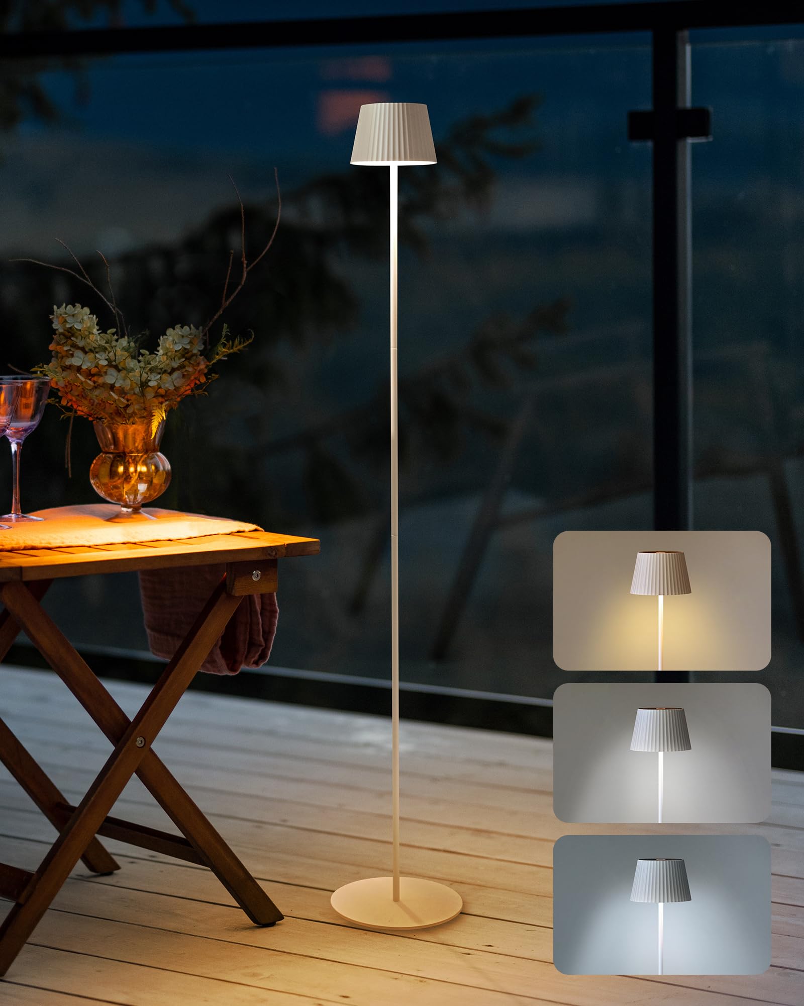 Yoolax light Solar Floor Lamp Outdoor Cordless Floor Lamps for Outdoor and Indoor, IP54 Water Resistant, Dimmable LED Floor Lamp