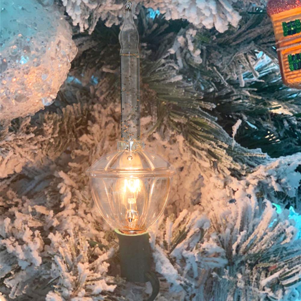Abeja Christmas Bubble Light Replacement Bulbs, Silver Glitter, Glass, E12 Candelabra Base, 4 Pack