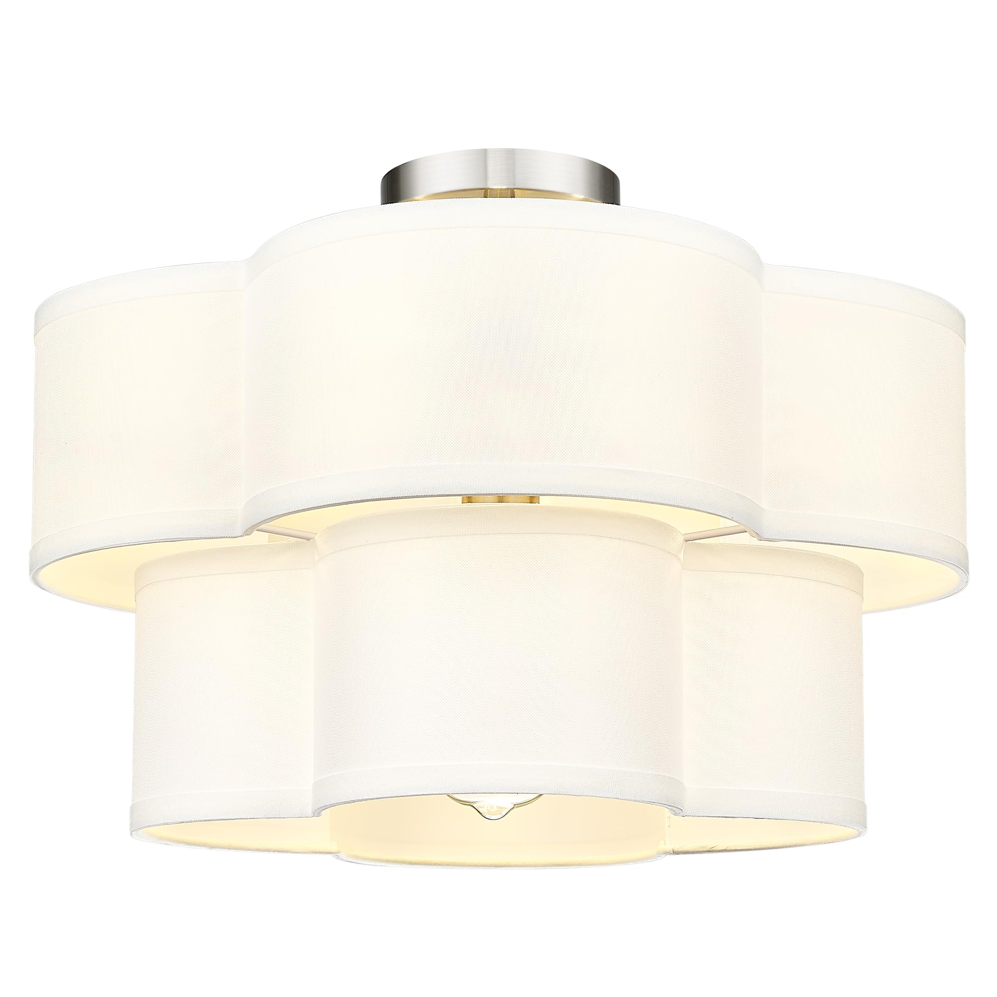 Audickic Semi Flush Mount Ceiling Lights, 5-Light 18'' Ceiling Light Fixtures With Double Fabric Drum Shade In Quatrefoil Shape,