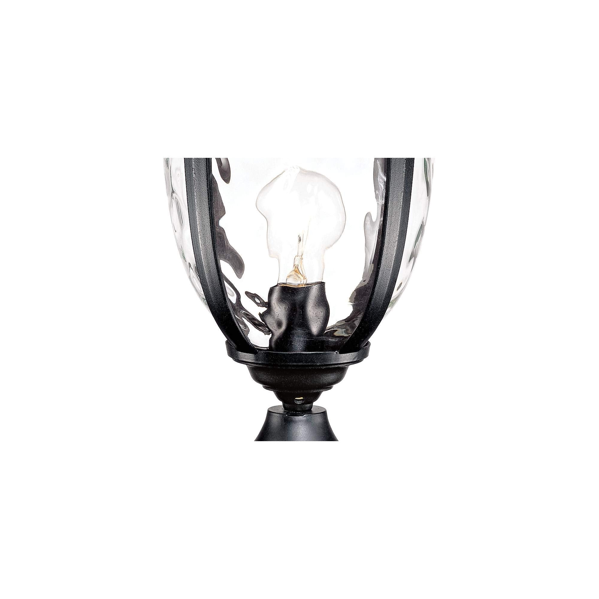 John Timberland Bellagio Traditional Post Light Pier Mount Textured Black 22 3/4'' Clear Hammered Glass For Exterior House Porch