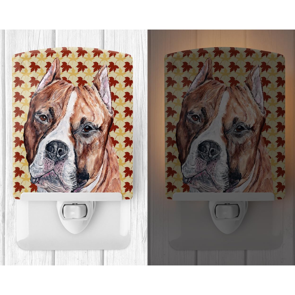 Carolines Treasures Ceramic Night Light Staffordshire Bull Terrier 6x4x3in Multicolor Model SC9680CNL UL-Certified for Bedroom, Bathroom, Nursery