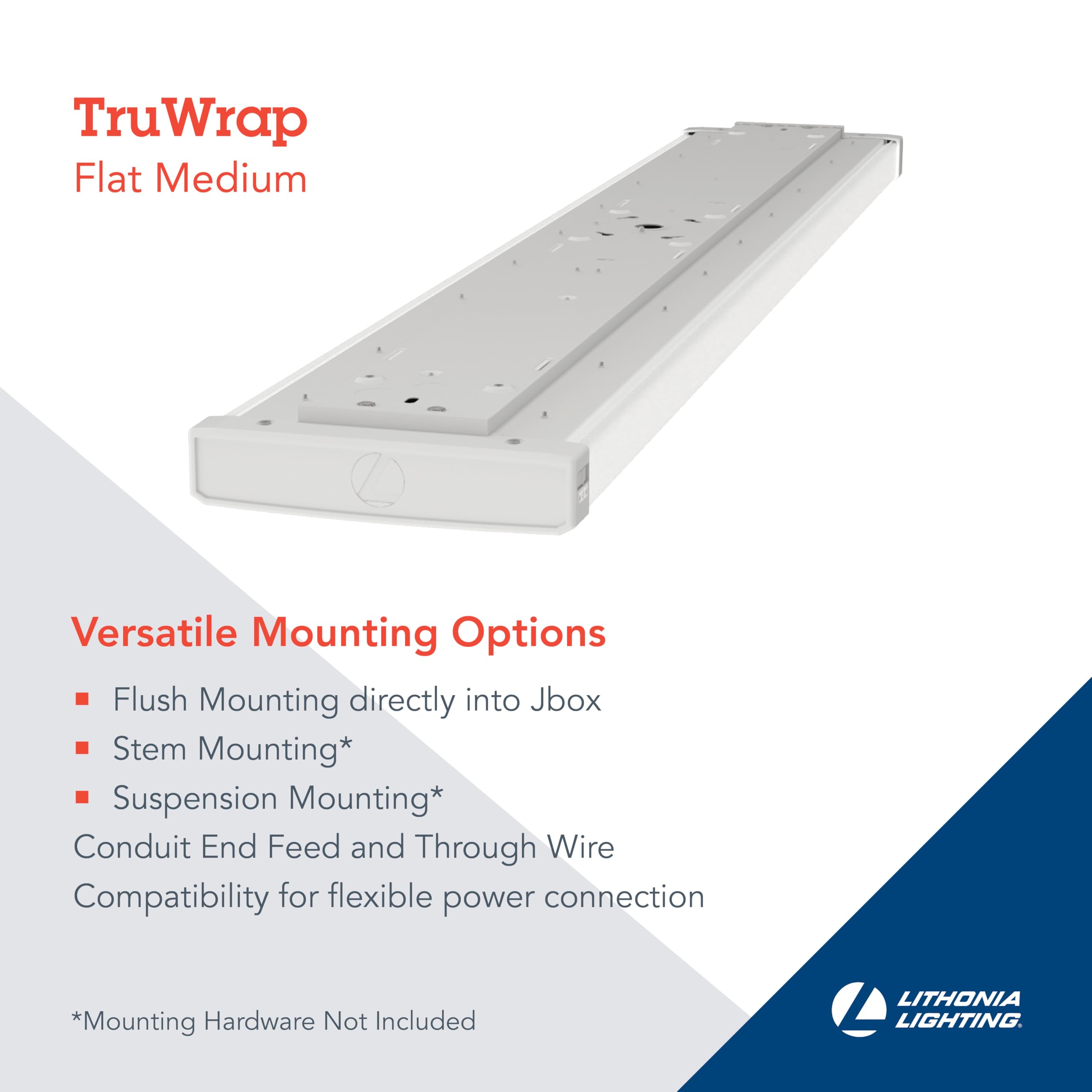 Lithonia Lighting Truwrap 4 Foot Led Ceiling Light Fixture  Low-Profile Wraparound Led Shop Light  Adjustable Lumens  Selectable Warm White/Cool White/Daylight Color  Flat Diffuser  Medium Width