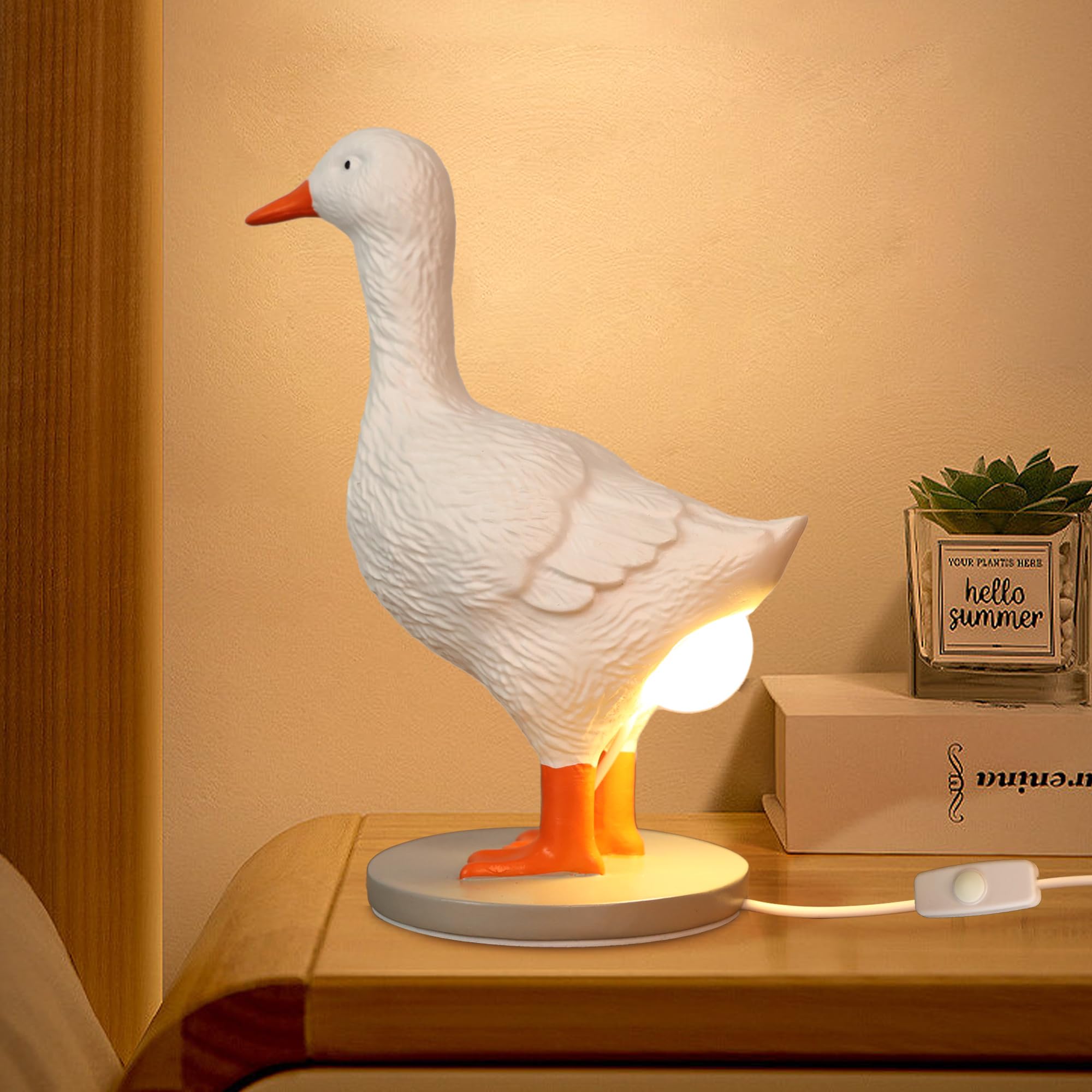 Ammonite Duck Egg Lamp,3D Laying Egg Light, Funny Resin Night Light Lifelike LED Egg Lamp, with USB, Warm Light Table Lamp,Easte