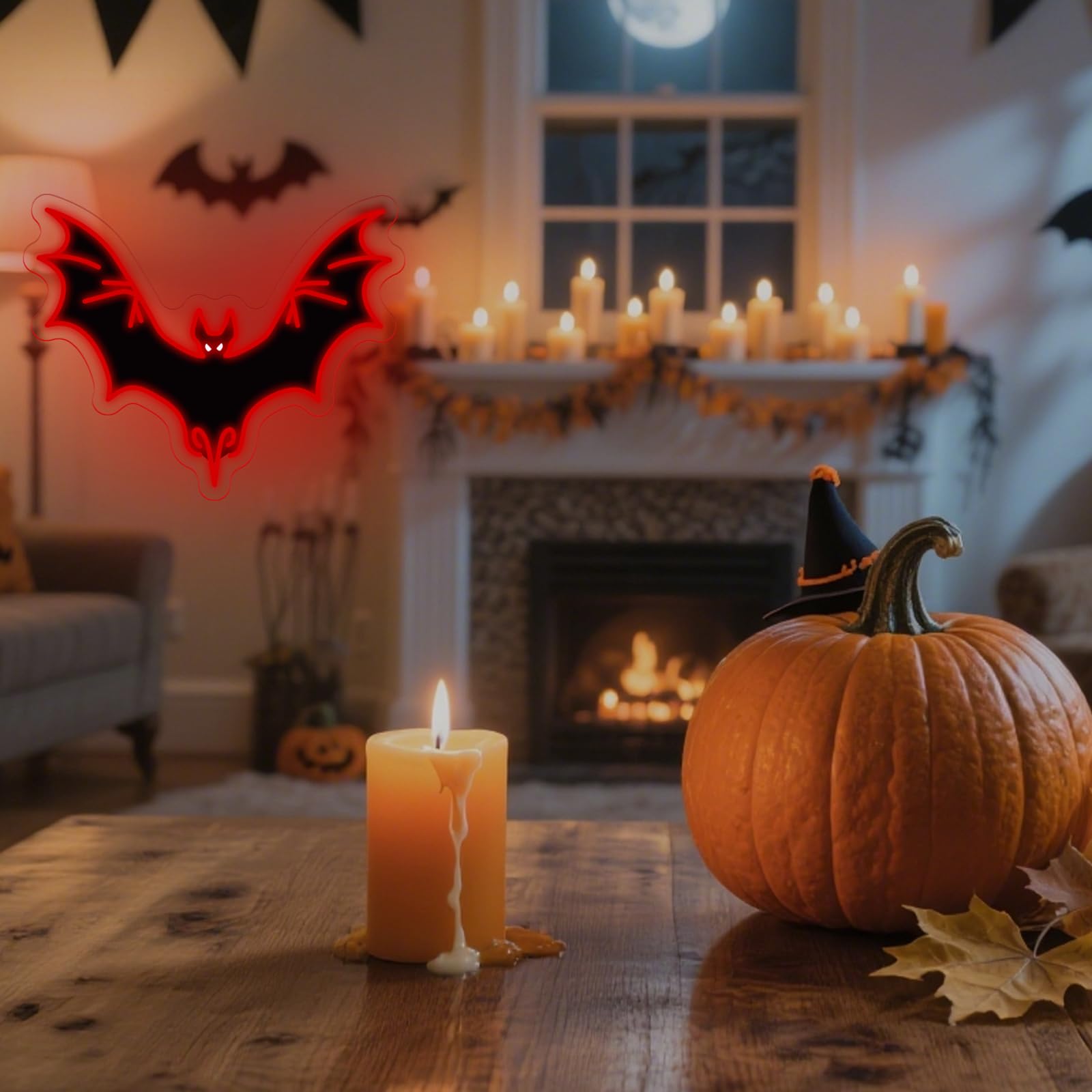 Halloween Bat Neon Light  Halloween Bat Decor Sign Wall  Horror Decor Neon Sign  Gift For Boys  Led Light Gothic Room Decor  Teen Girls Preppy Room  Man Cave  Gift For Boys-Red