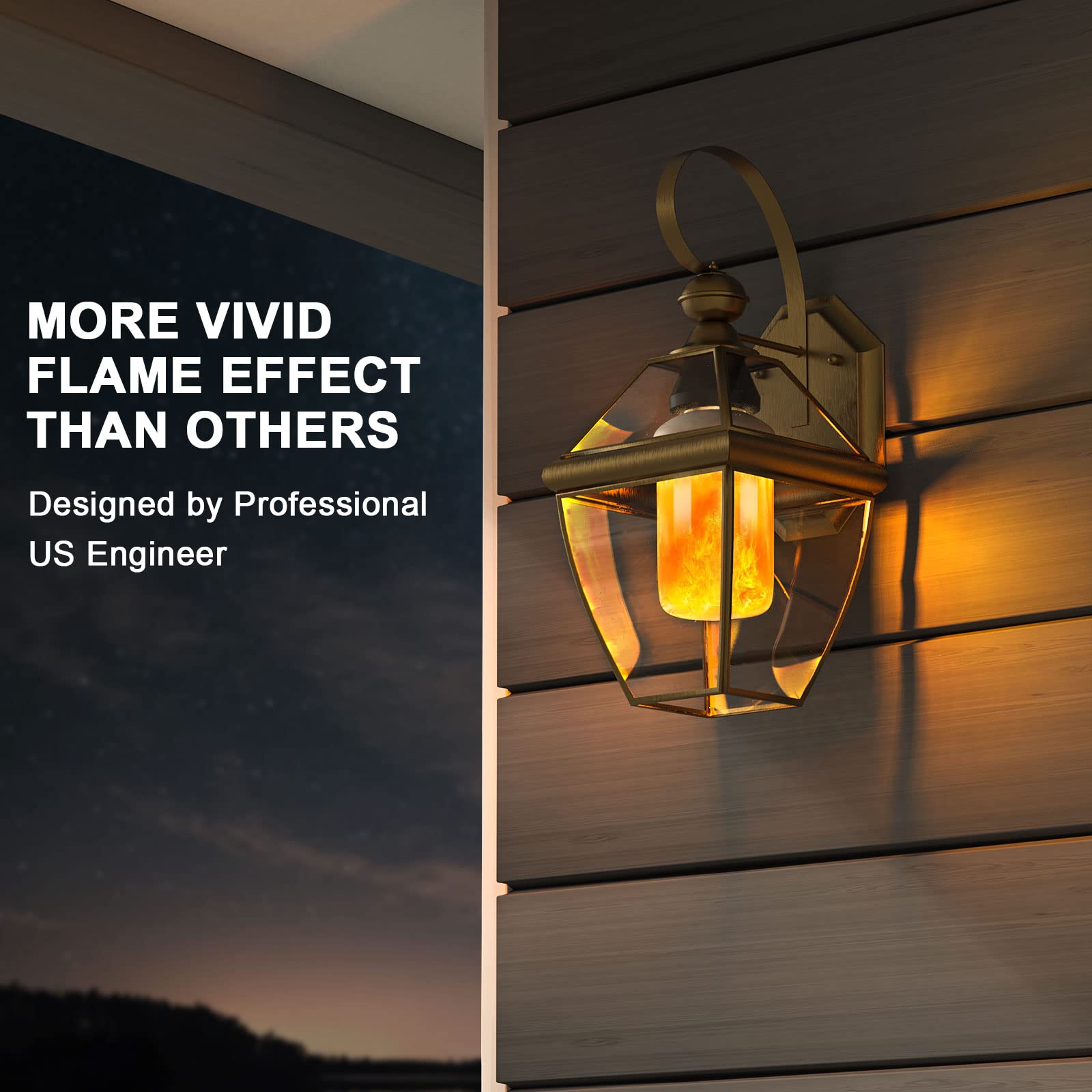 Hompavo Led Flame Light Bulbs - 4 Modes Flickering, E26/E27 Base, Indoor/Outdoor Decoration, White-