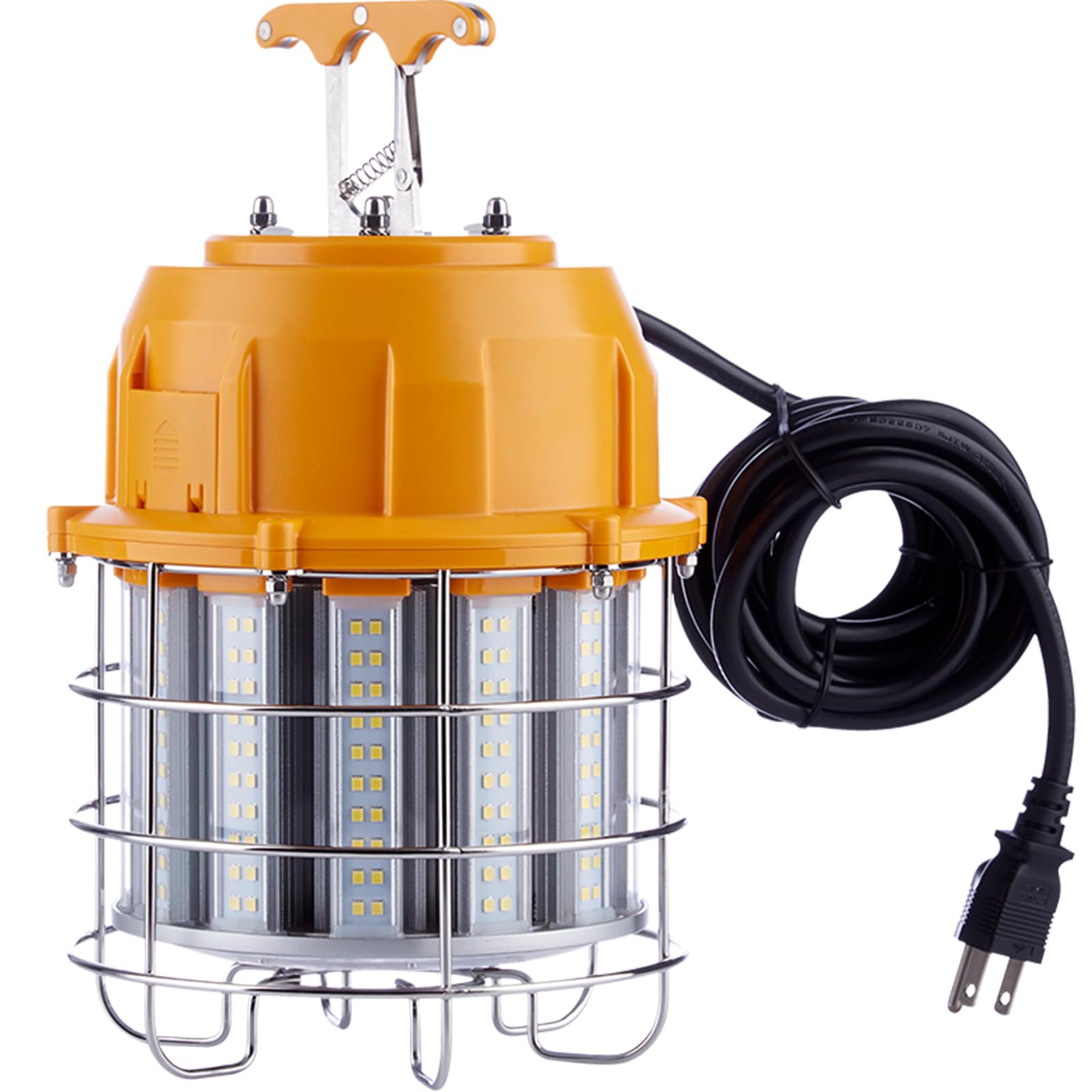 Jc-Lgl Led Temporary Work Light 60W, Led Construction Lights 7,200Lm 5000K Daylight, Stainless Steel Guard Portable Hanging Work Lighting Workshop Jobsite Light Outdoor