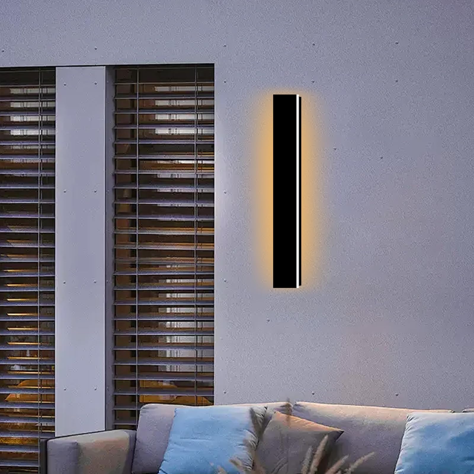 Gremlbuk 24 Inch Modern Outdoor Wall Light 3000-6000K/3Cct Dimmable Outdoor Wall Sconce Ip65 Waterproof Long Wall Light With Remote Control Exterior Linear Outside Wall Lights For Garage House