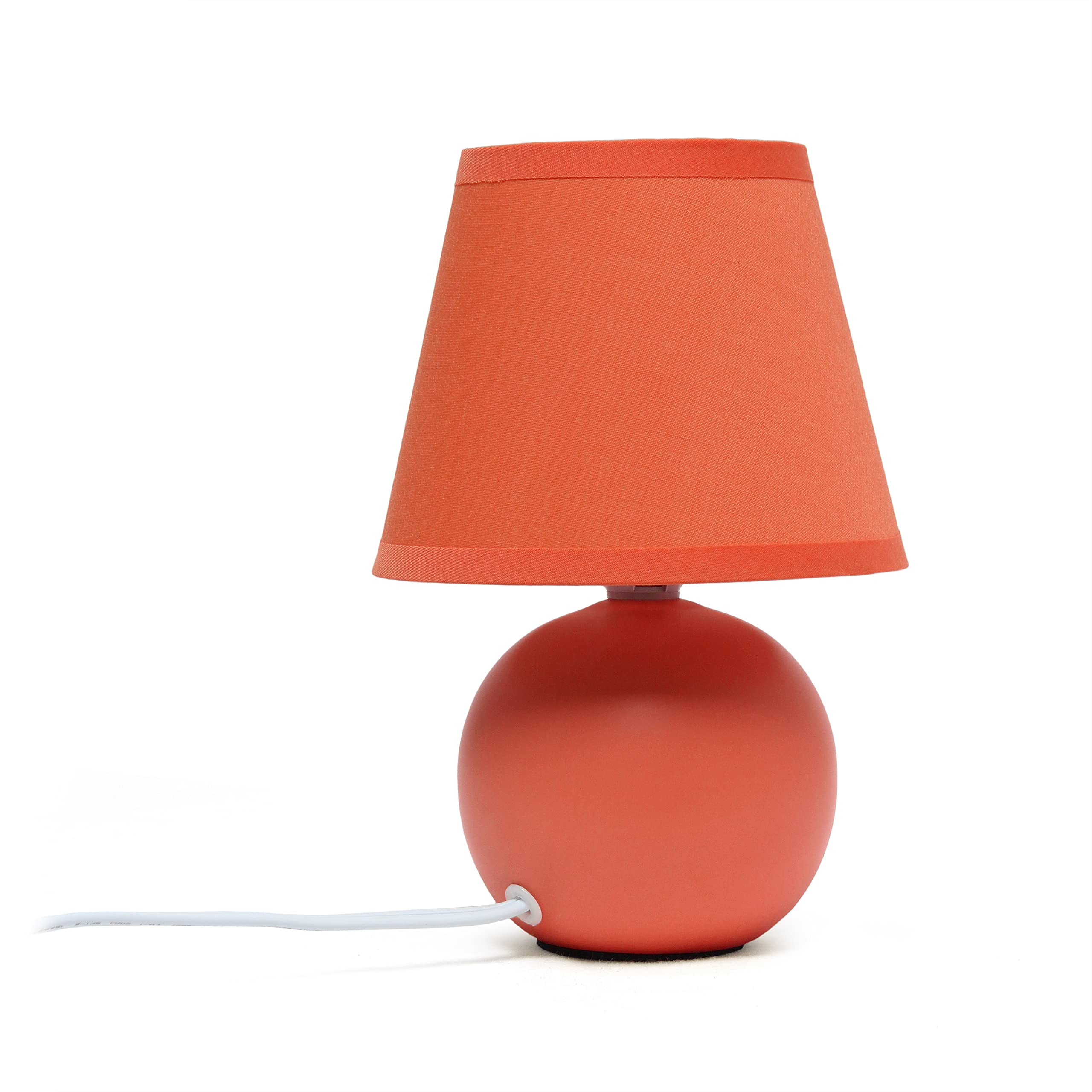 Simple Designs Lt2008-Org-2Pk Mini Ceramic Globe Table Lamp 2 Pack Set With Matching Fabric Shade, Orange