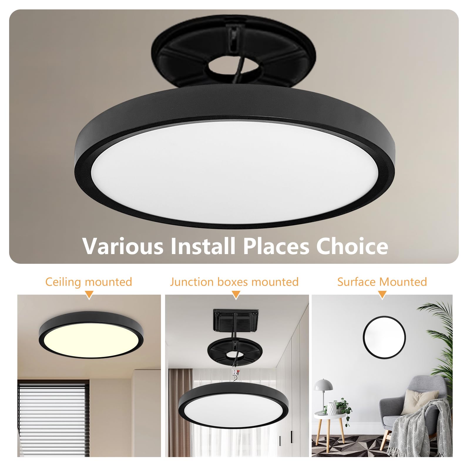 Offiy 6Pk 12 Inch Led Flush Mount Ceiling Light, 24W, 2520Lm, 3000K/4000K/6000K Cct Selectable Super Slim Led Ceiling Light, Clo