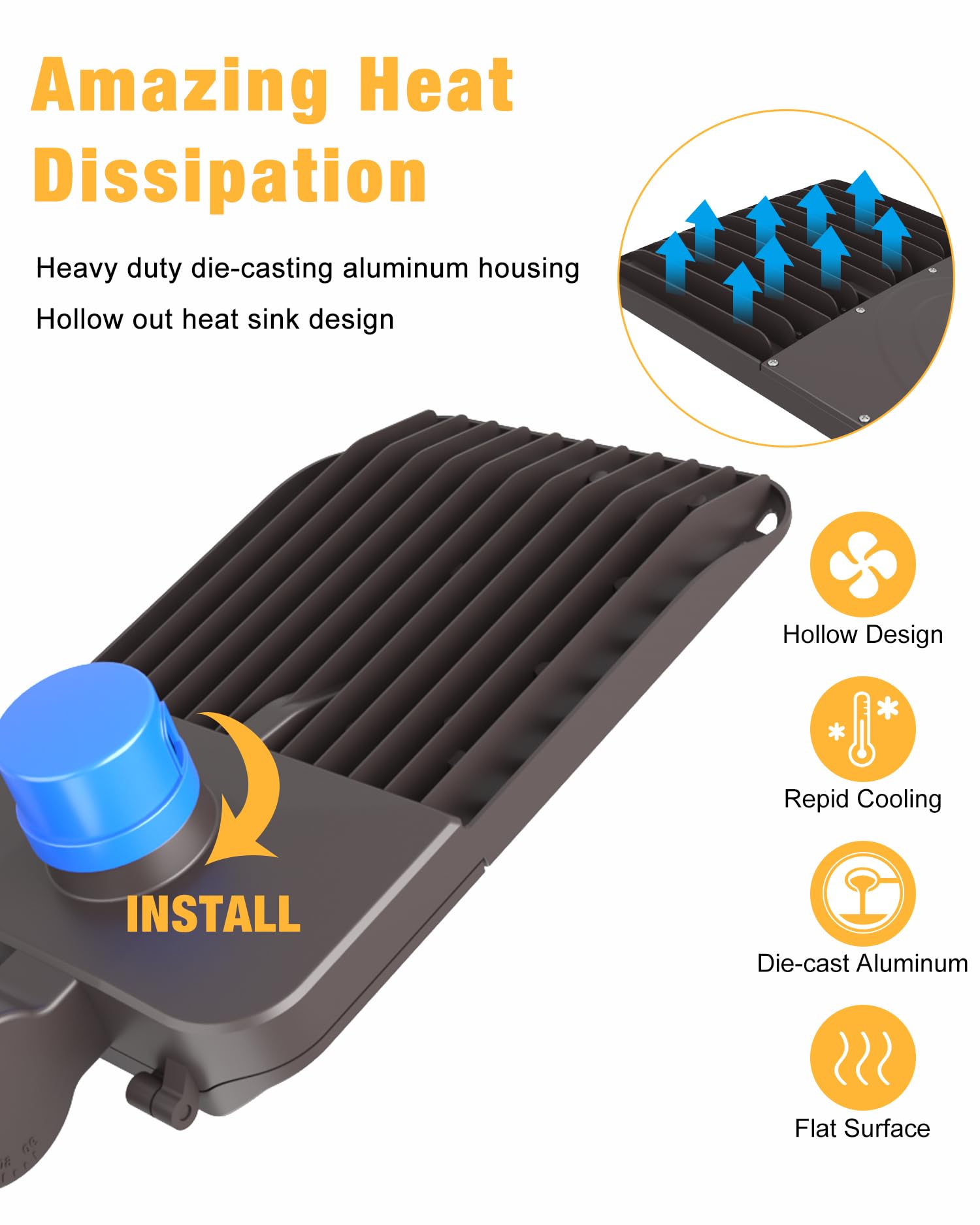 JC-LGL LED Parking Lot Light 200W, 28000LM, IP65 Waterproof, 5000K Daylight, Bronze, Model L2115-PL-200W-D